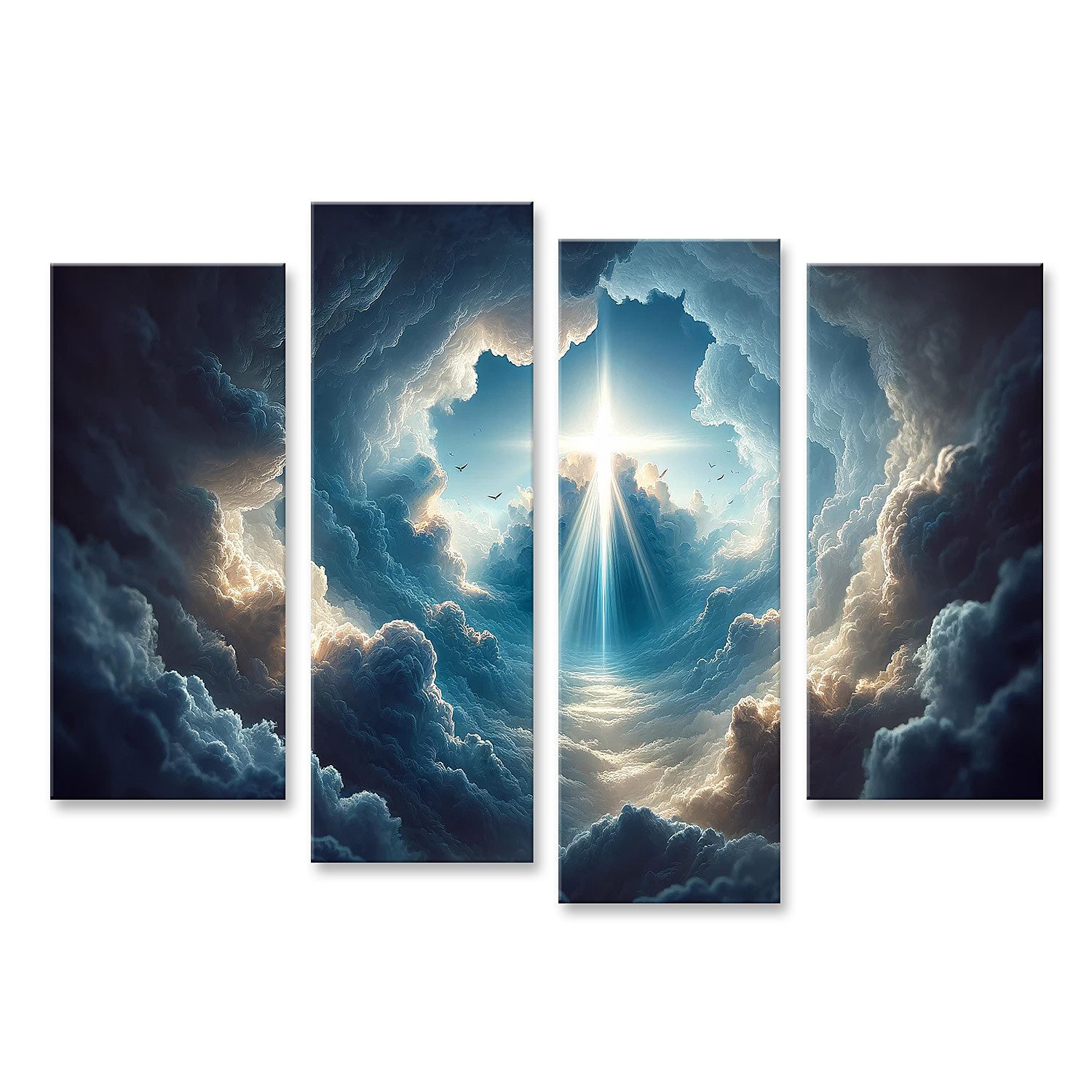 Leinwandbild Dramatischer Sonnenlichtausbruch: Himmel mit Kreuzformation