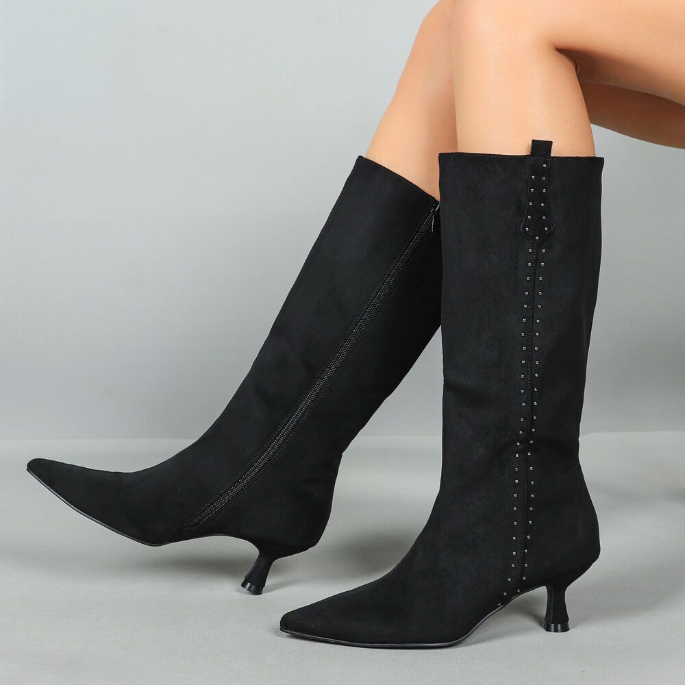 Ital-Design Elegante Damen-Stiefel mit Stiletto und Details Stiefel (90503080) Pfennig-/Stilettoabsatz Stiefel in Schwarz