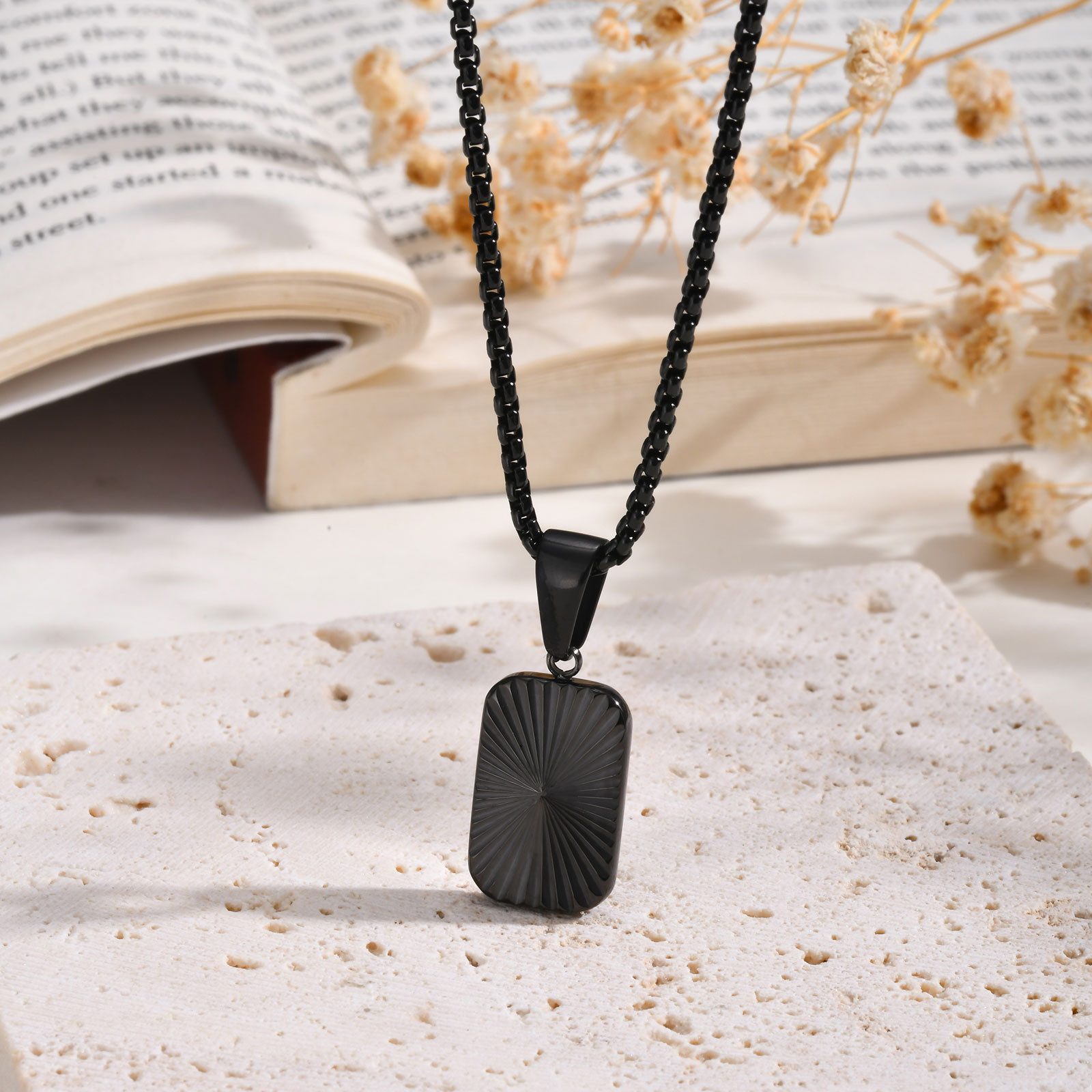 KARMA Kette mit Anhänger Erbskette Herren Halskette Edelstahl Silber Schwarz Gold mit Anhänger (Geschenk für Herren modern), Edelstahlhalskette Kette Herrenhalskette Herrenkette