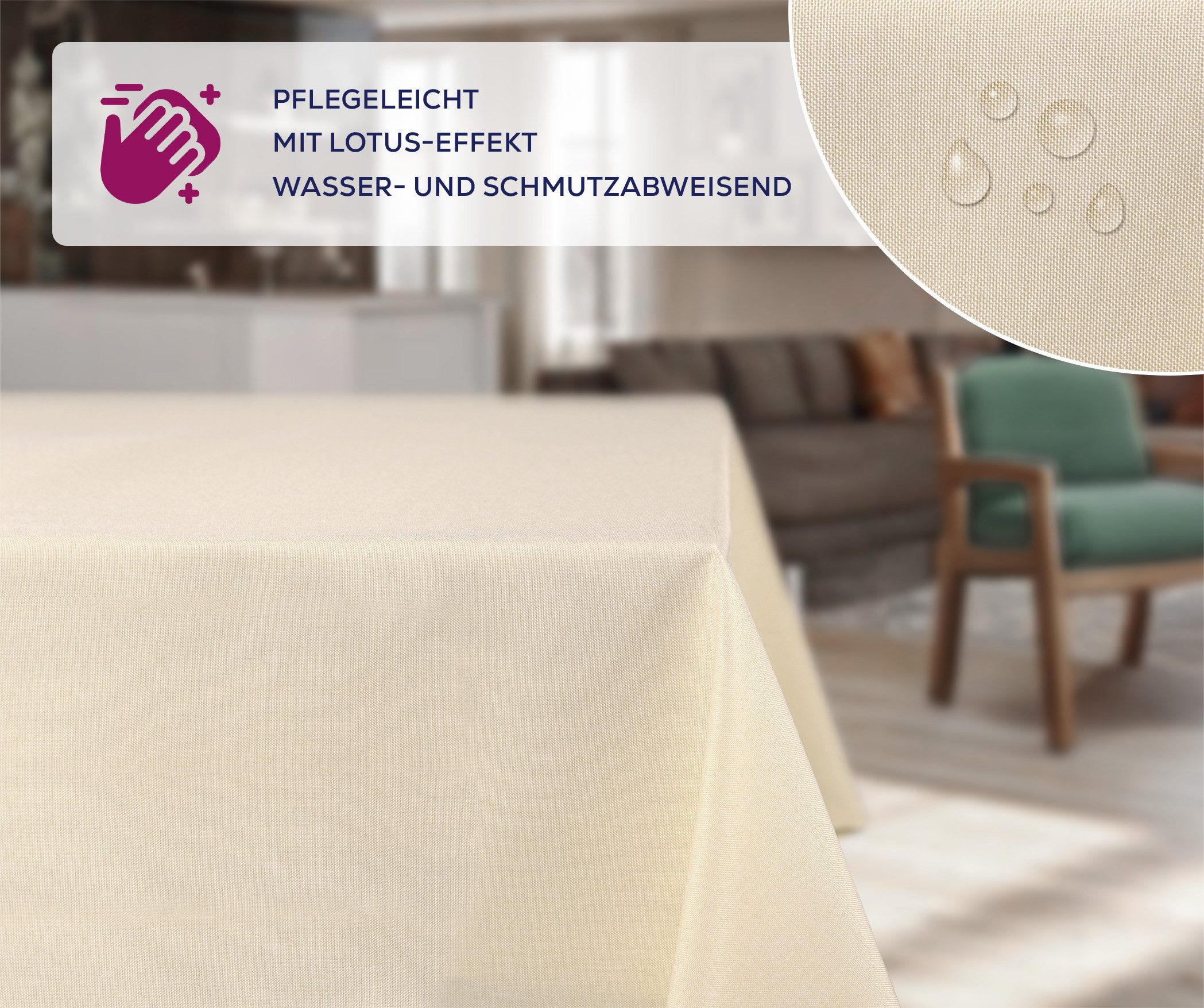 Beautex Tischdecke Fleckenabweisende bügelfreie Tischdecke mit Lotuseffekt, günstig online kaufen
