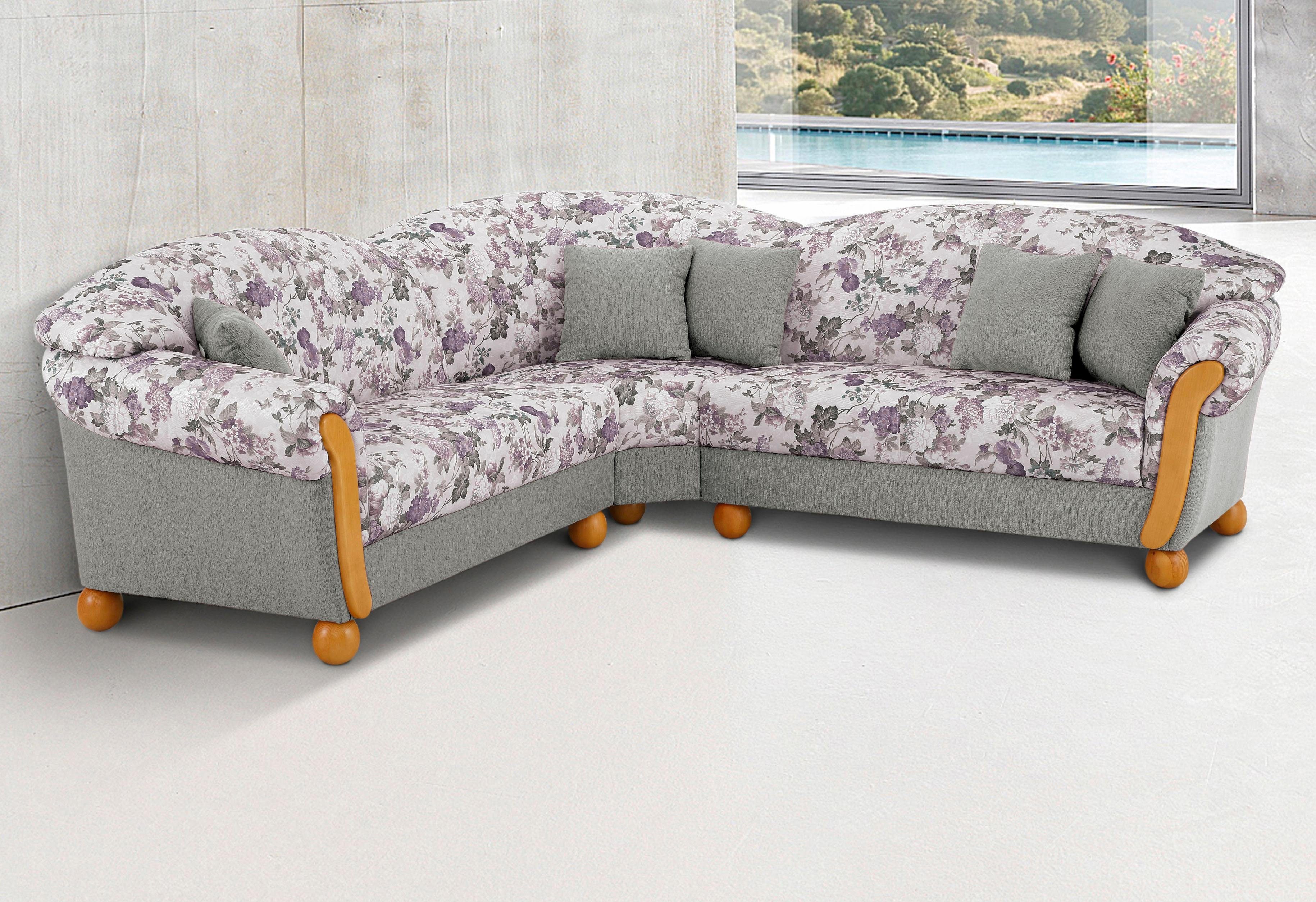 Home affaire Ecksofa Milano, bequem mit Federkern, B/T/H 233/233/83cm, Landhausstil, L-Form, gleichschenklig