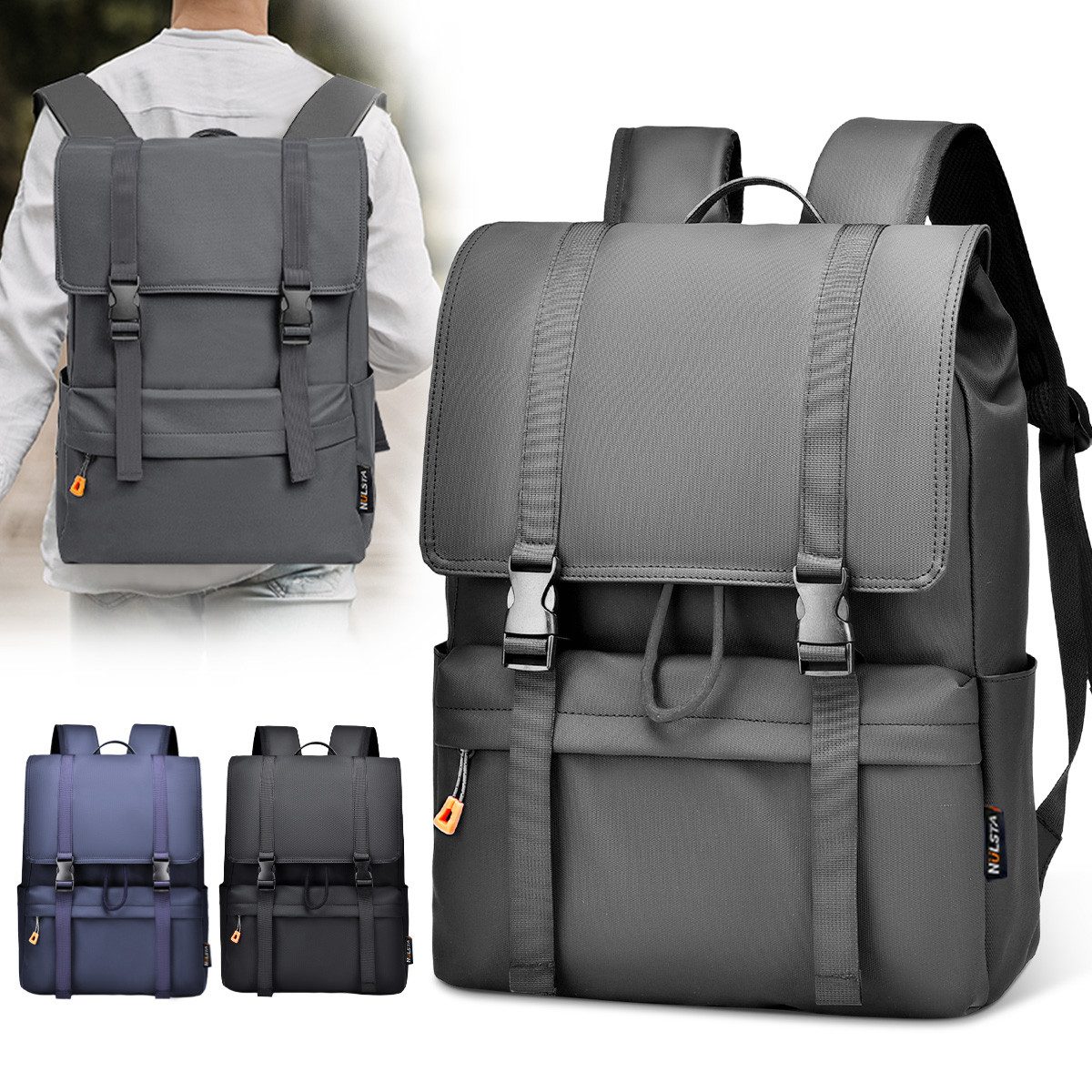 NULSTA Freizeitrucksack Rucksack Herren Damen Daypack Wasserdicht Cityrucksack mit Laptopfach, Groß Rucksack,Schulrucksack,Reiserucksack,Backpack