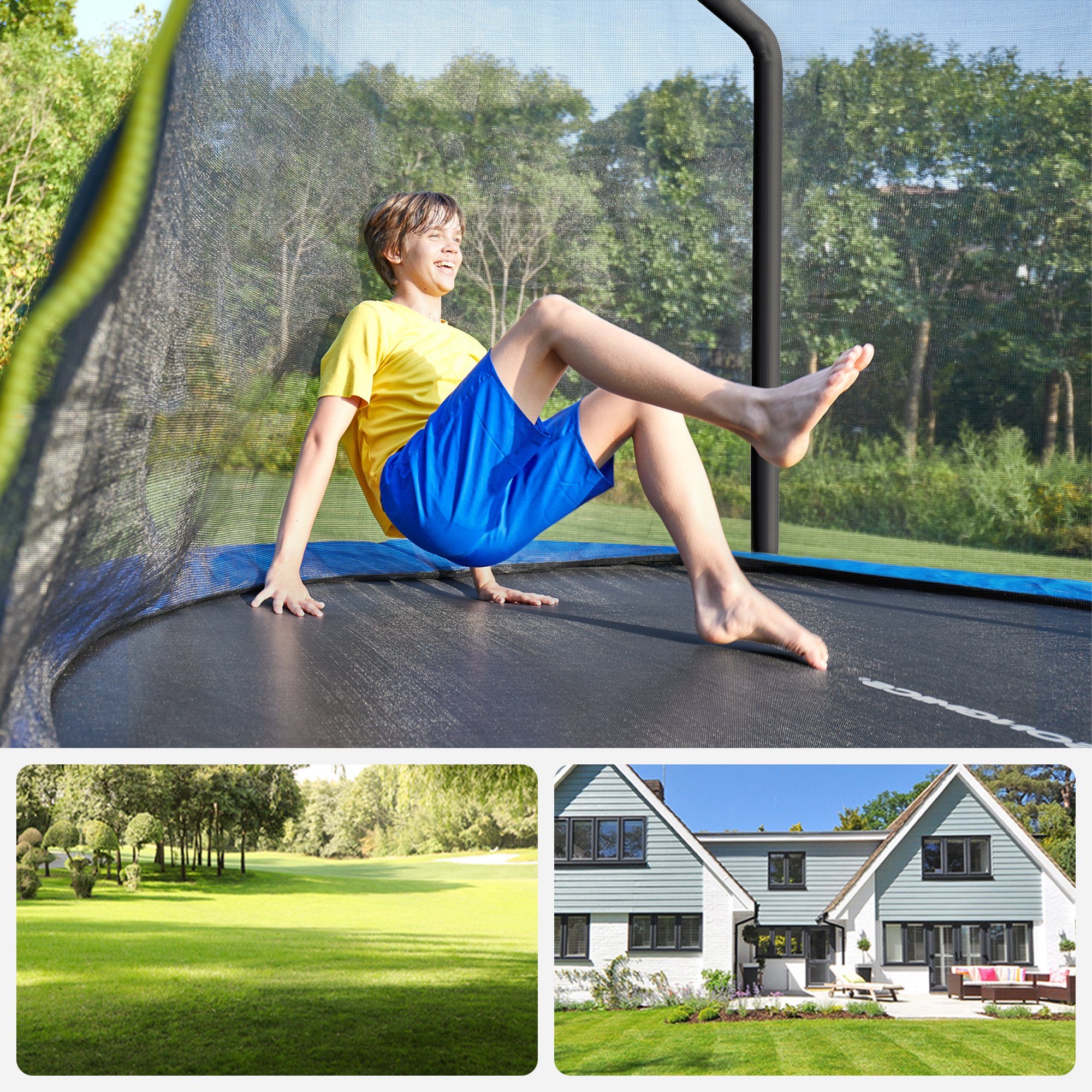 SONGMICS Gartentrampolin Ø 305/366 cm Trampolin, Ø 366 cm, gepolstertes Gestell