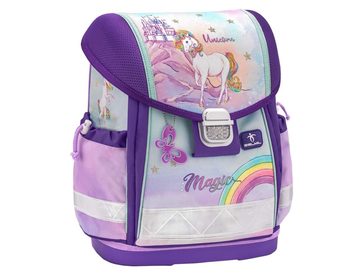 Belmil Schulranzen Classy 2024 Set 1. Klasse, Regenbogen Einhorn, 4tlg. Set ab 1. Klasse, Grundschule, Einschulung
