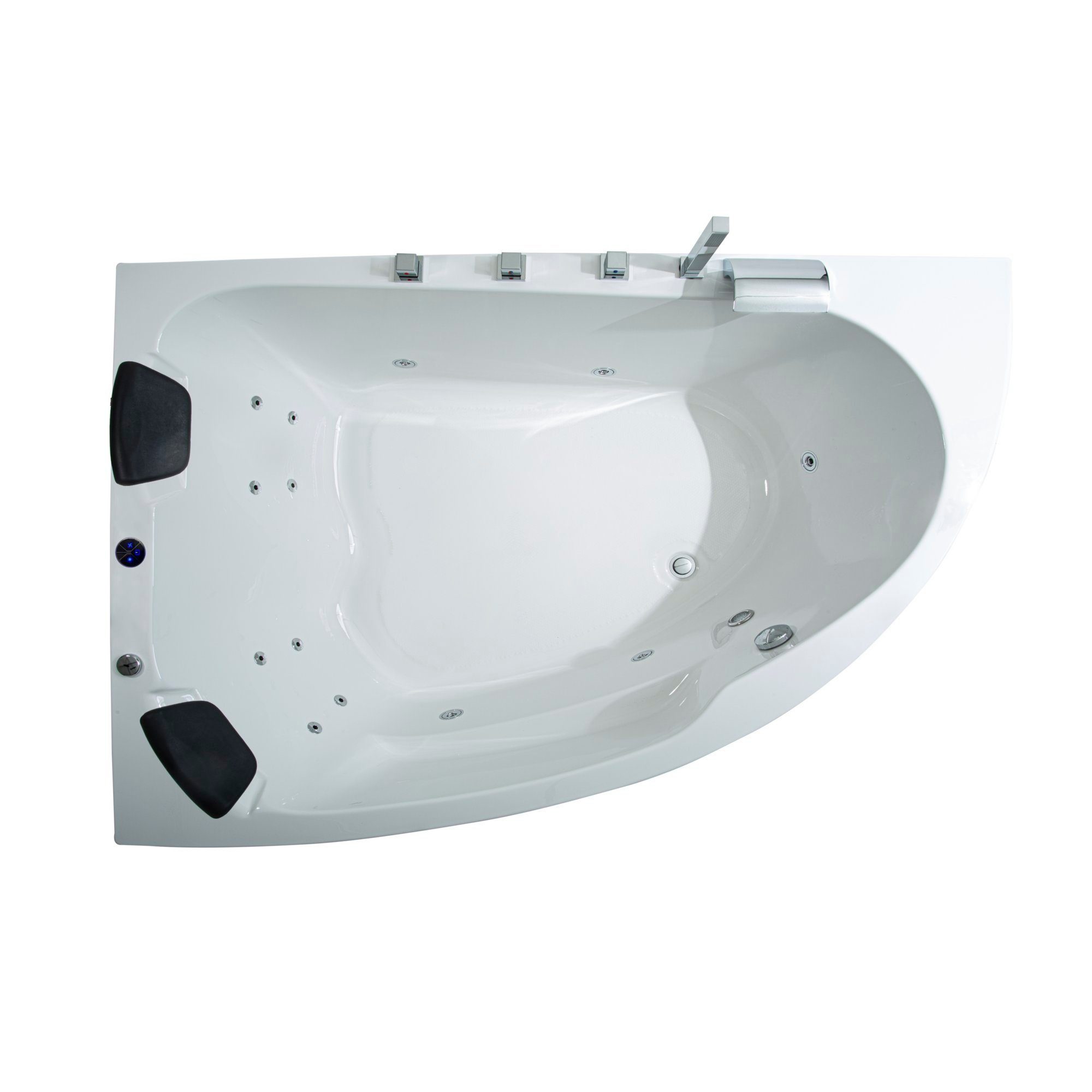 Basera® Whirlpool-Badewanne BASIC Indoor Eck-Whirlpool Badewanne Guam Li. 180x130cm für 2 Pers., (Komplett-Set), mit 13 Massagedüsen, Wasserfall, LED