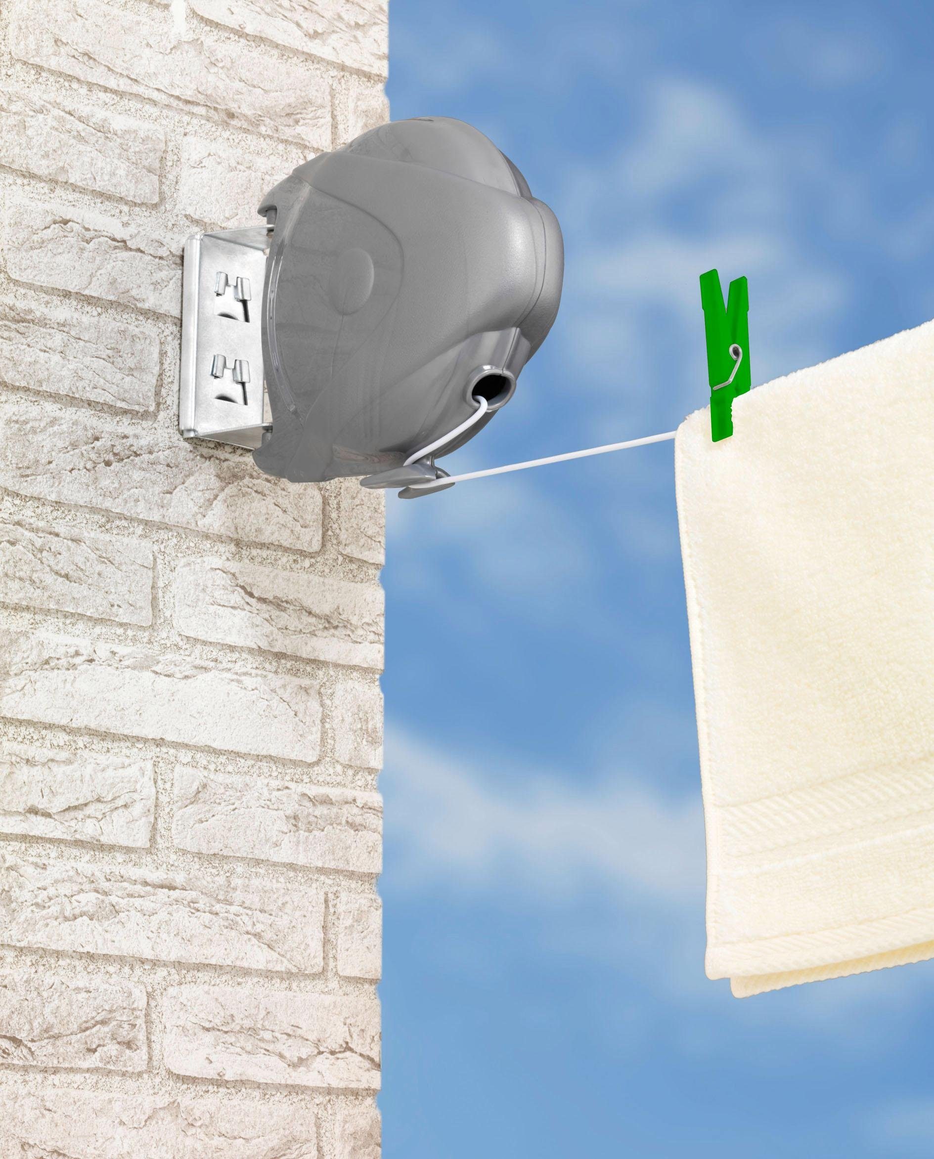 WENKO Wand-Wäscheleine Modell Jumbo, ausziehbare Wäscheleine, 15 m Trockenlänge, für Bad, Balkon & Terrasse