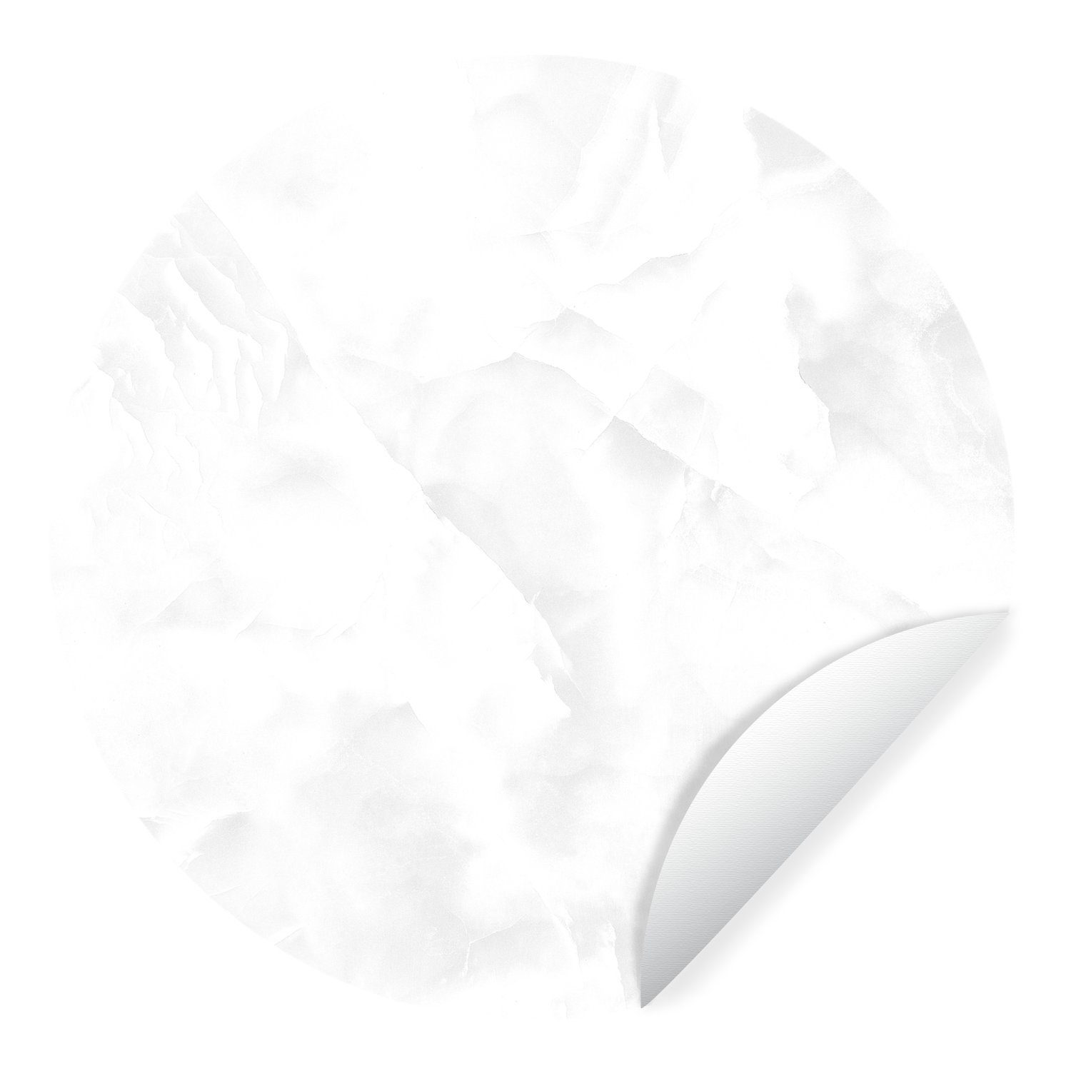 MuchoWow Wandsticker Marmor mit schneeweißer Farbe - schwarz und weiß (1 St), Tapetenkreis für Kinderzimmer, Tapetenaufkleber, Rund, Wohnzimmer