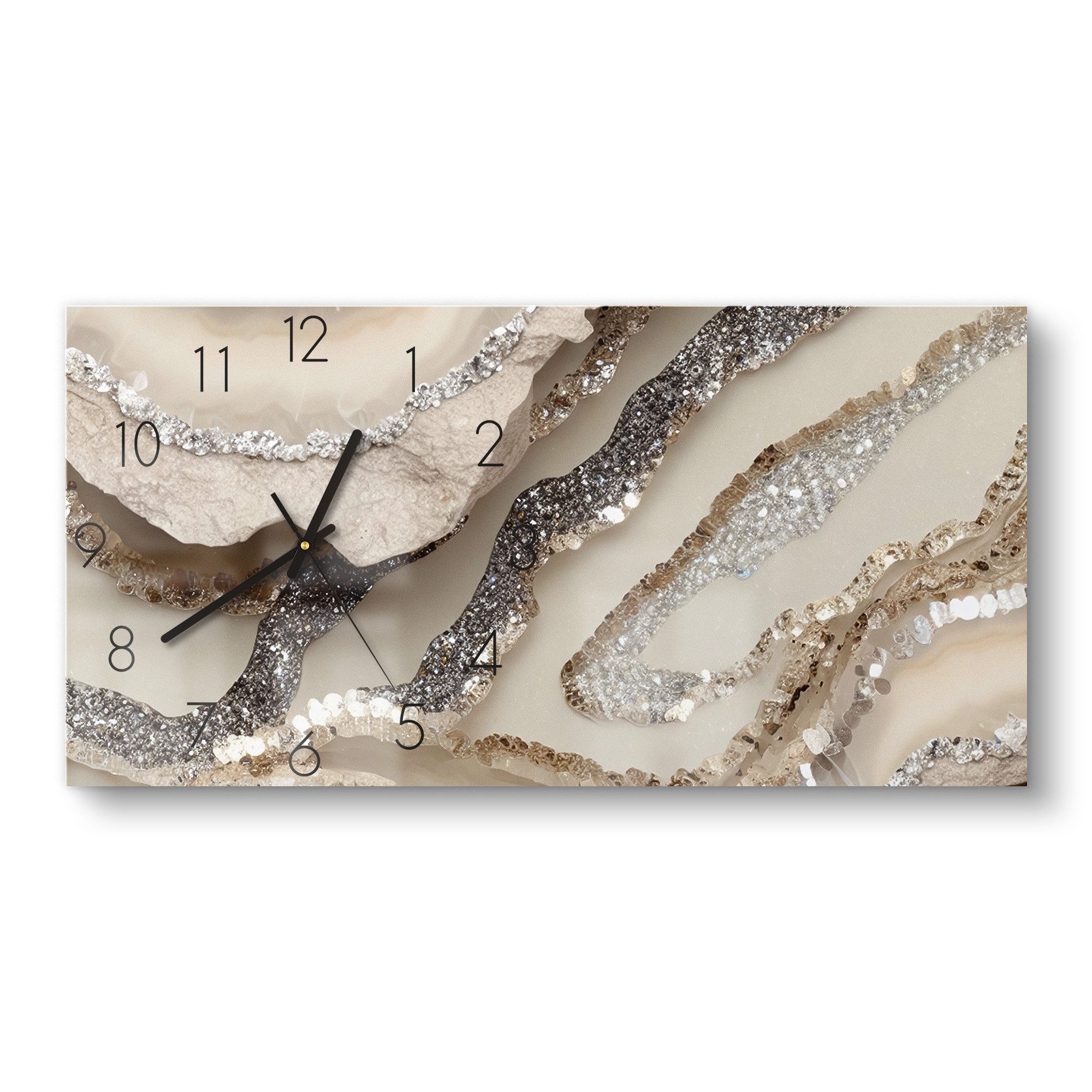 DEQORI Wanduhr 'Funkelnde Steinpracht' (Glas Glasuhr modern Wand Uhr Design günstig online kaufen