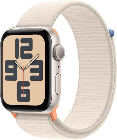 Apple Watch SE GPS 44 mm Aluminium One-Size Smartwatch (4,4 cm/1,73 Zoll, Watch OS 10), Sport Loop