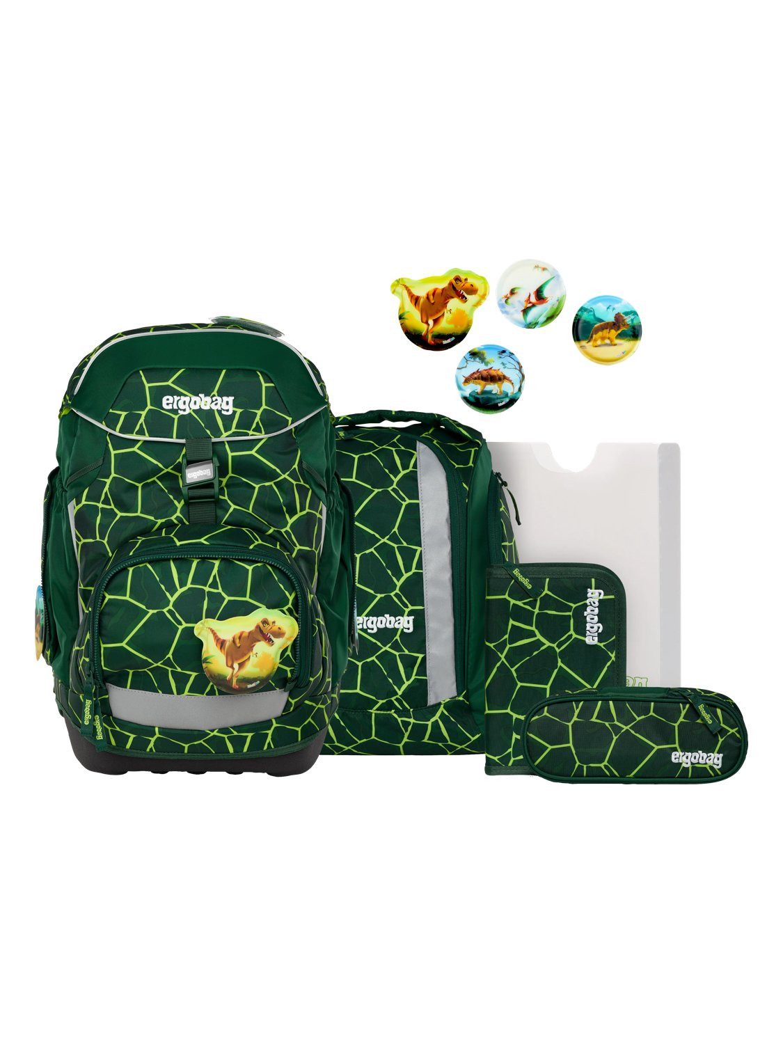 ergobag Schulranzen pack Set (6-tlg., 6-teiliges Set), größenverstellbares Rückensystem