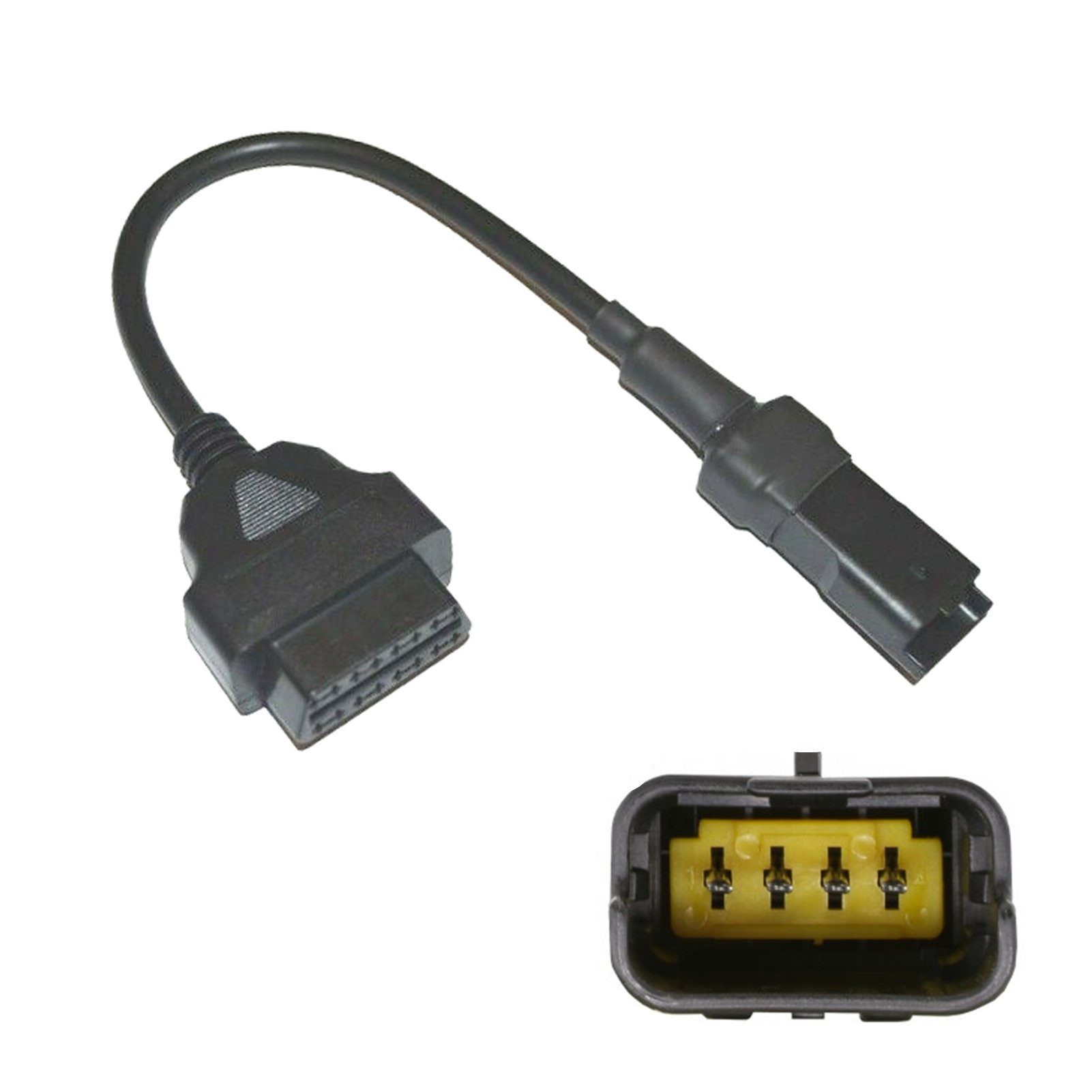 Bolwins F76C Kabel Adapter Ducati Multistrada Motorrad 4-Pin OBD2 CAN Diagnose Elektro-Kabel, 4-Pin Ducati Diagnosestecker, OBD2 16-Pin Buchse (30 cm), Adapterkabel zur Verbindung