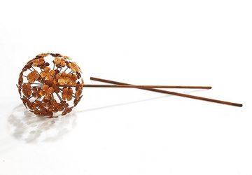Kobolo Gartenstecker Dekostecker rusty flower ball im 2er Set H 110 cm