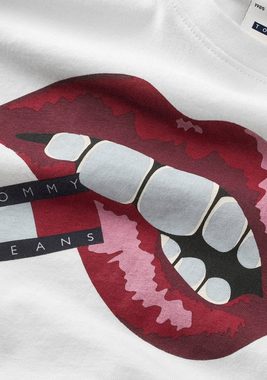 Tommy Jeans T-Shirt TJW SLIM CRP WASHED TJ LIPS TEE mit Frontprint