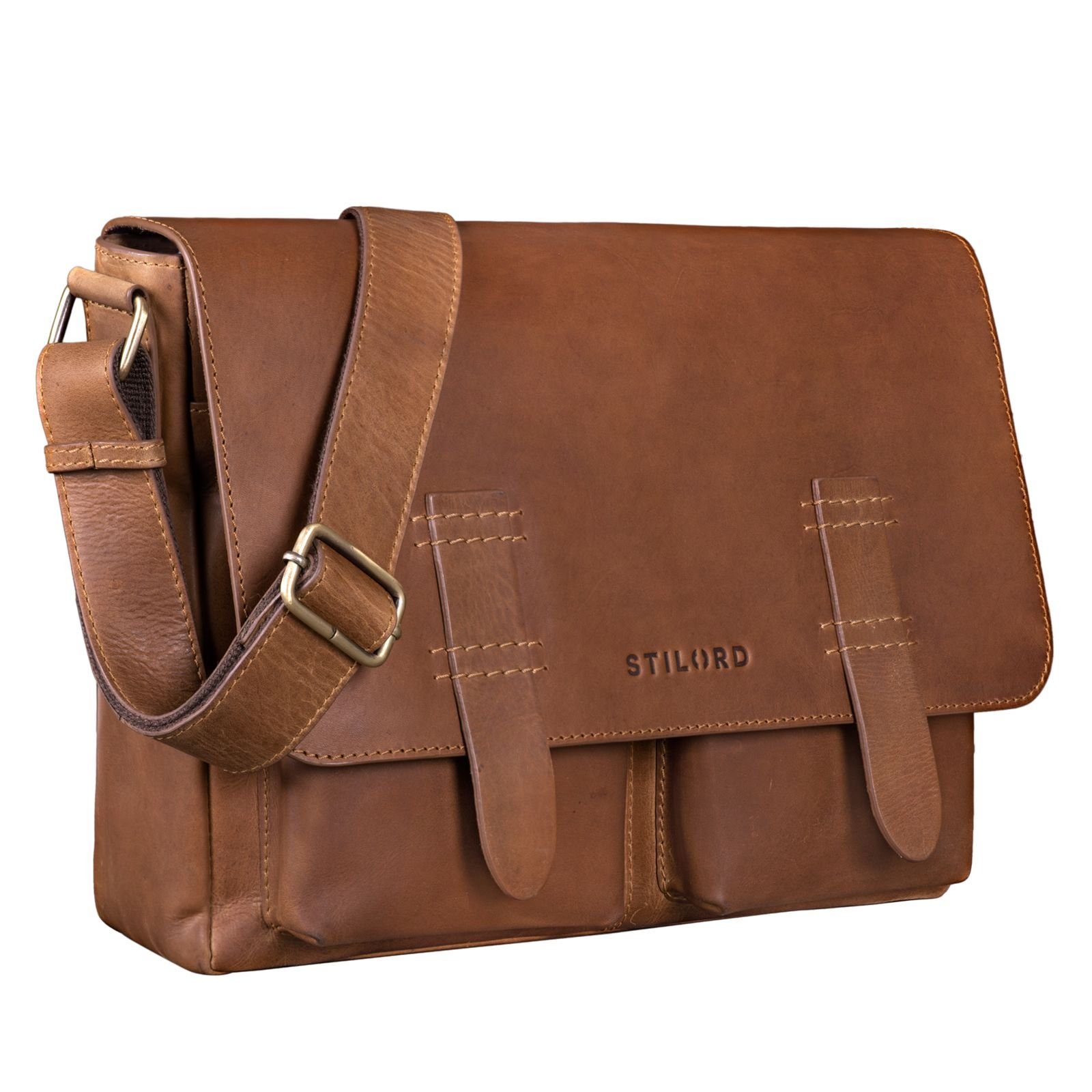 STILORD Schultertasche "Russell" Messenger Bag Laptoptasche Leder