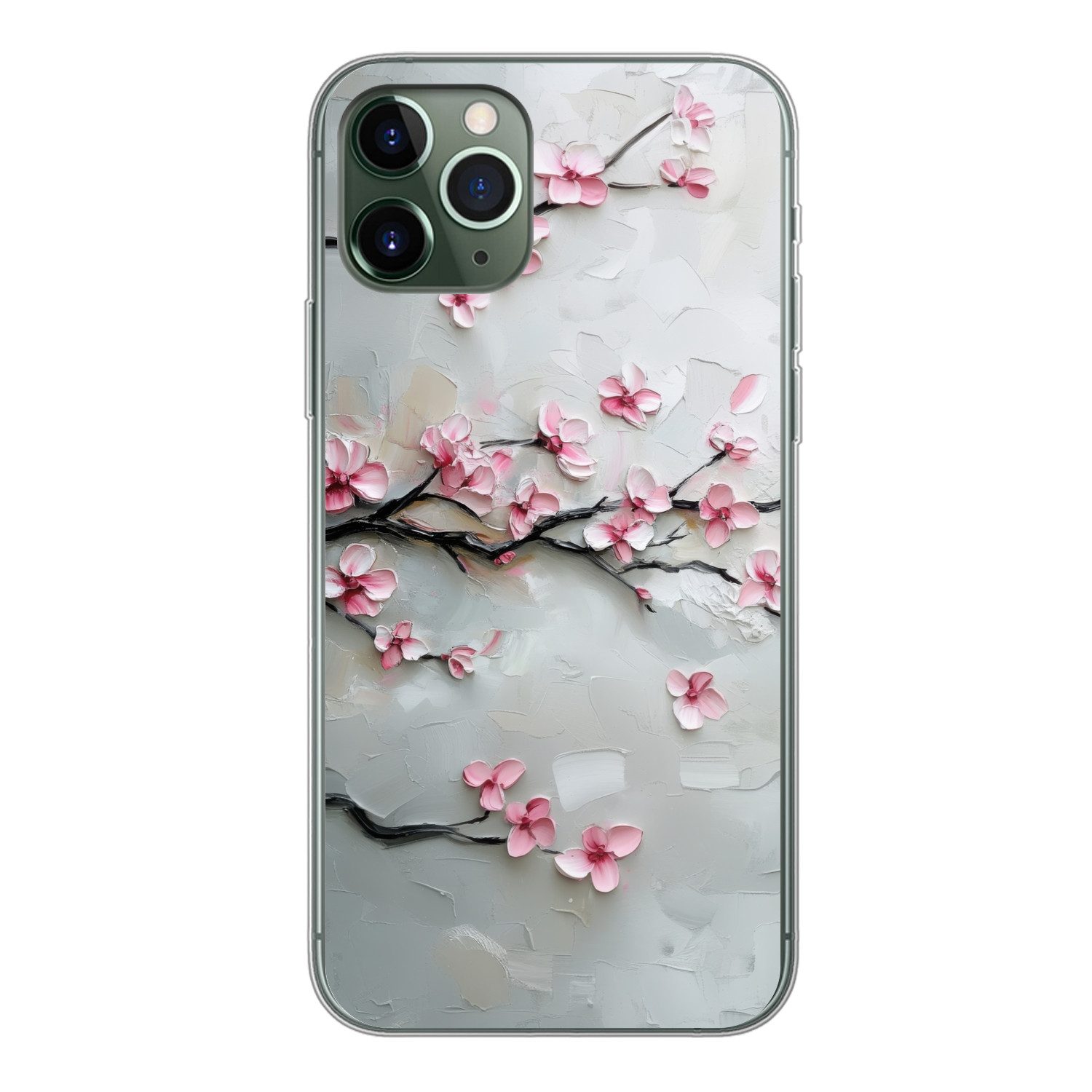 MuchoWow Handyhülle für Apple iPhone 11 Pro Blüte - Künstlerisch - Rosa - Sakura, Smartphone-Bumper, Print, Handy Schutzhülle Dünn