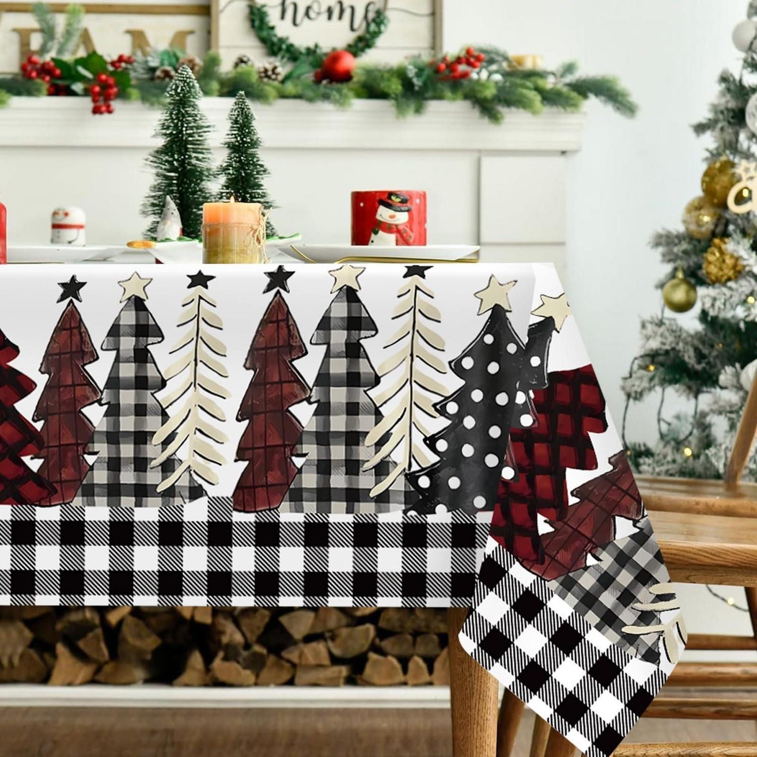 LuxusKollektion Tischdecke Tischdecke Weihnachten Weiß 140x180cm Winterdeko (1-tlg)