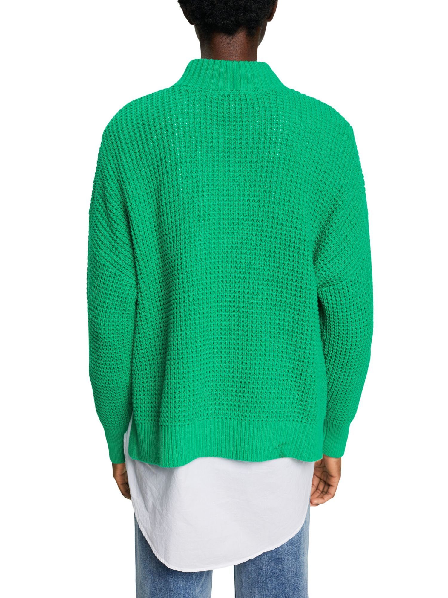 Esprit LIGHT GREEN Pullover edc mit Rundhalspullover Weiter Stehkragen by