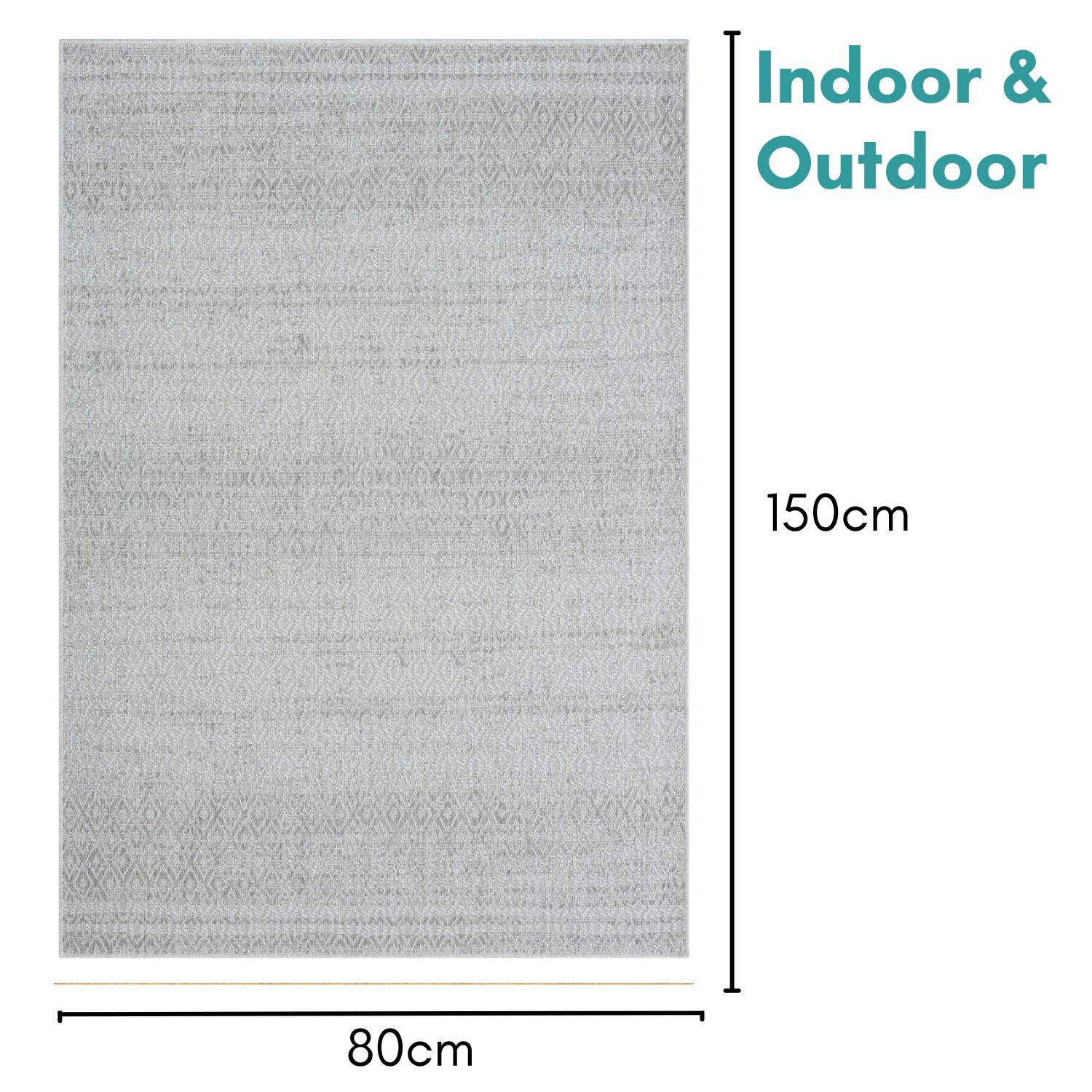 Wohnando Teppich MY-RUG Outdoor-Teppich "Cathrine" 150x80 cm, grau, rechteckig, Höhe: 6 mm, mit verspieltem Muster, Gemütlichkeit für deinen Garten und Balkon