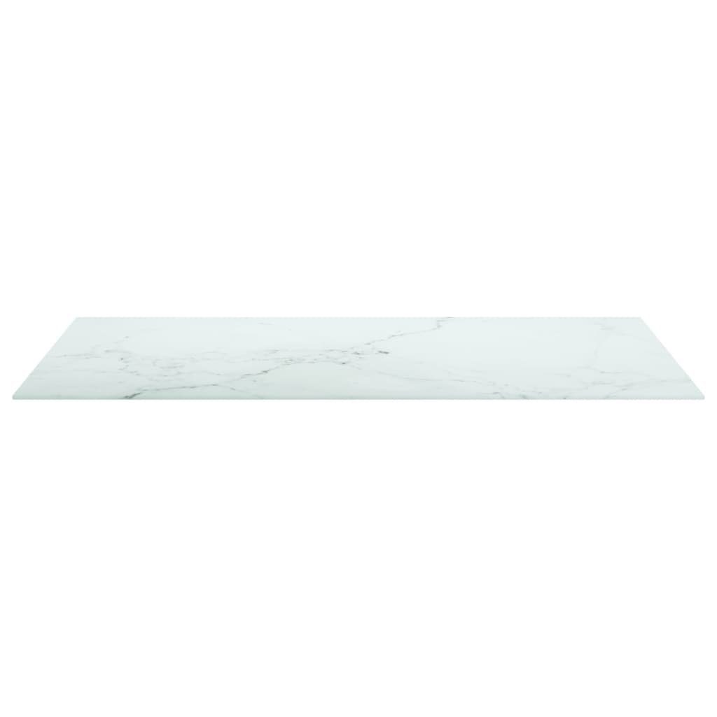 (1 Tischplatte Weiß mm 8 Hartglas 100x62 cm furnicato in St) Marmoroptik