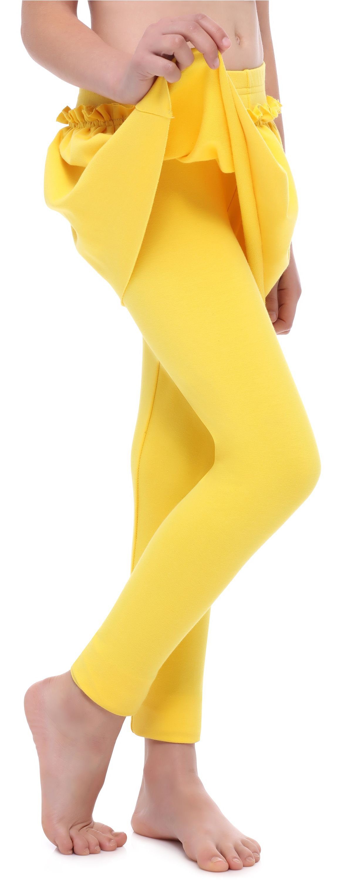 Rock MS10-255 aus Mädchen Lange Merry Leggings elastischer mit Leggings (1-tlg) Bund Baumwolle Gelb Style