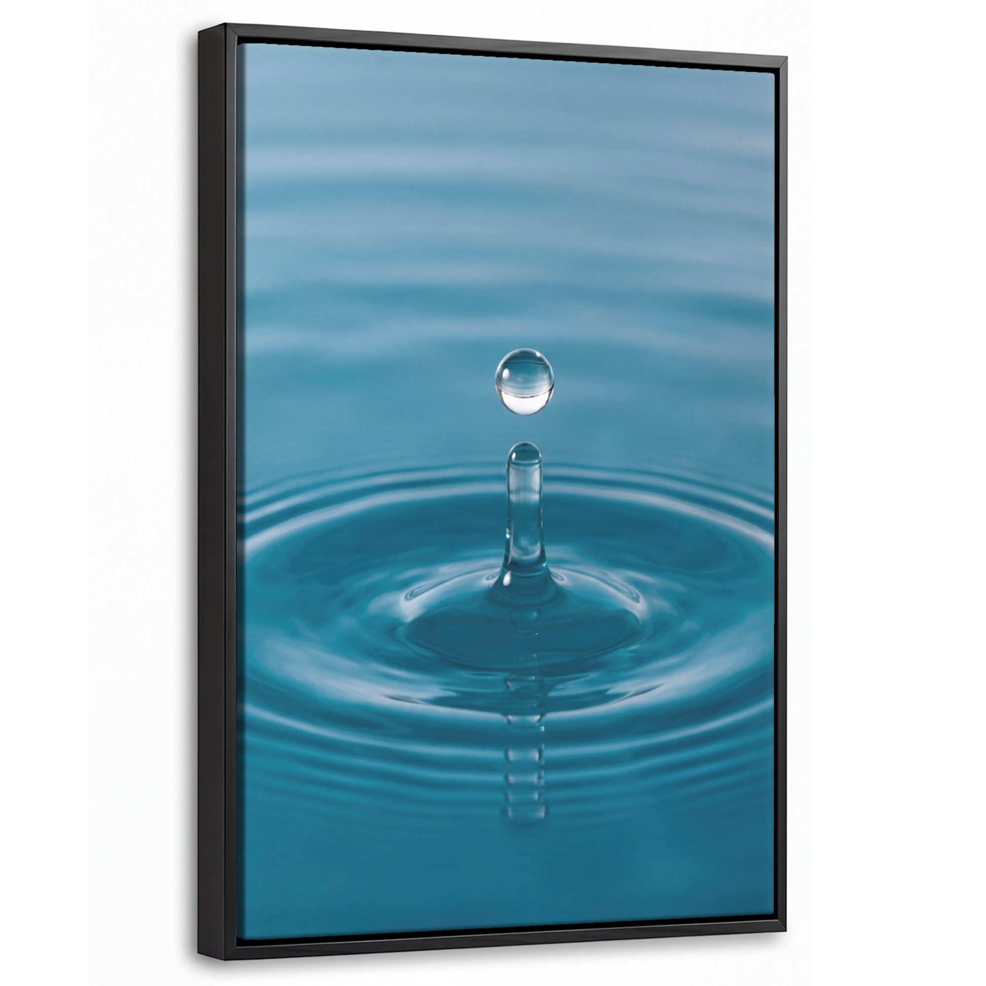 OneMillionCanvasses® Leinwandbild mit Rahmen - Wassertropfen - Wasser - Oberfläche, Fotodruck (1 St), Deko für Wohnzimmer Schlafzimmer Küche 20x30cm