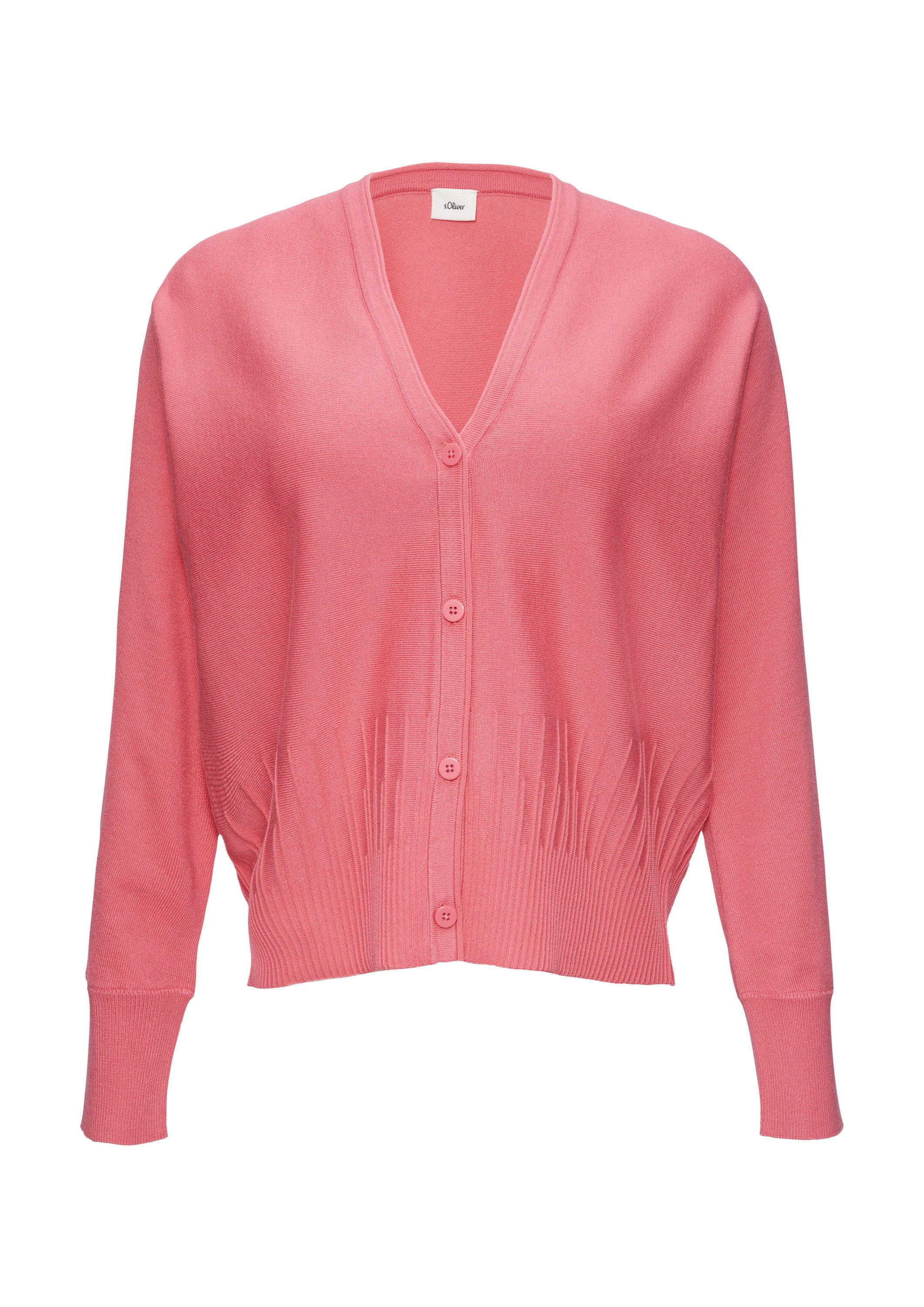 s.Oliver Cardigan Strickjacke Strickjacke mit Strukturmuster am Saum