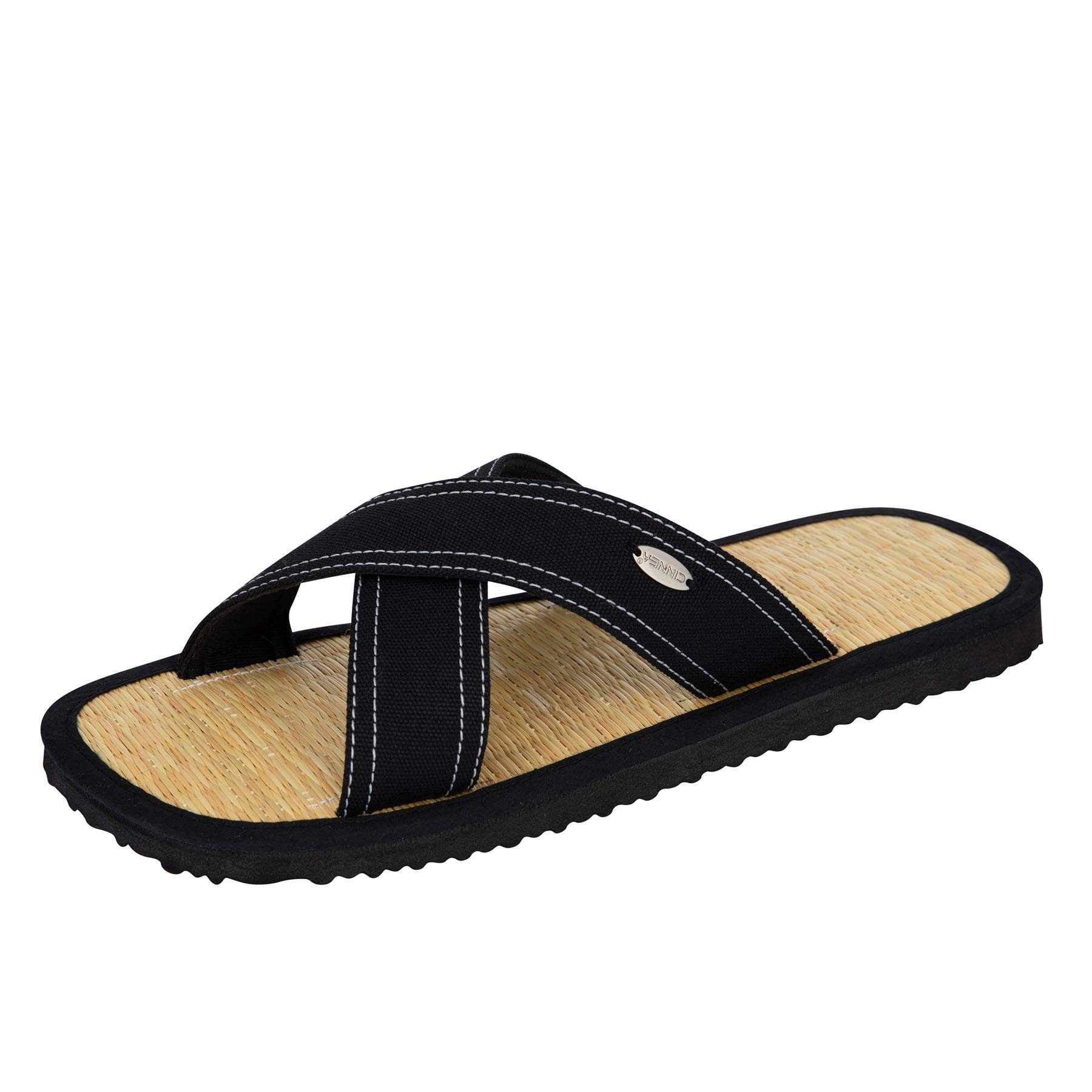 CINNEA PALMA-X Kreuzvariante Sandale Zimtlatschen, handgefertigt, mit Binsen-Fußbett und Wellness-Zimtfüllung, gegen Hornhaut und Fußschweiß