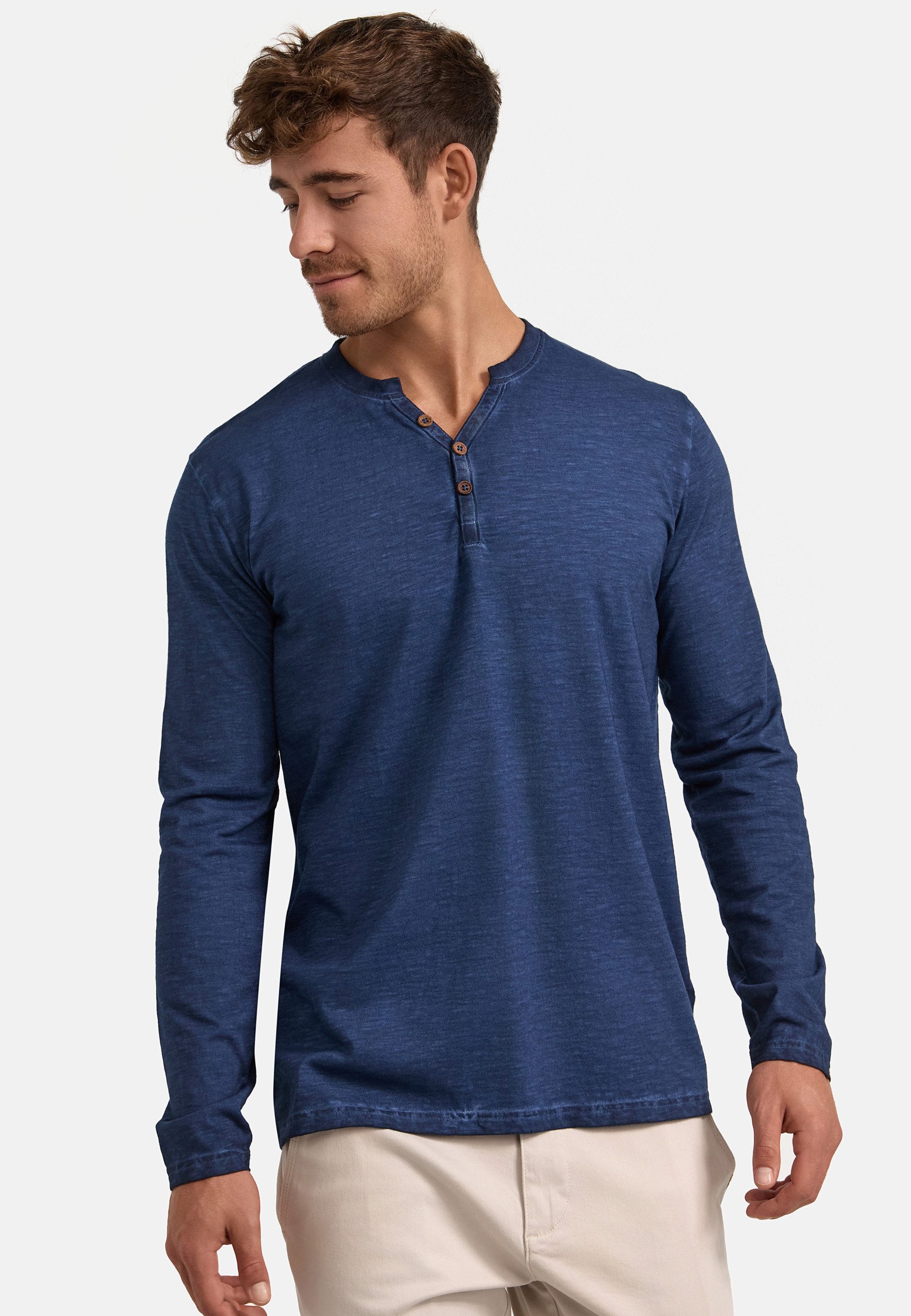 Indicode Langarmshirt Herren INKilsone Shirt Langarm Herrenshirt lässiges Longsleeve mit modischer Knopfleiste