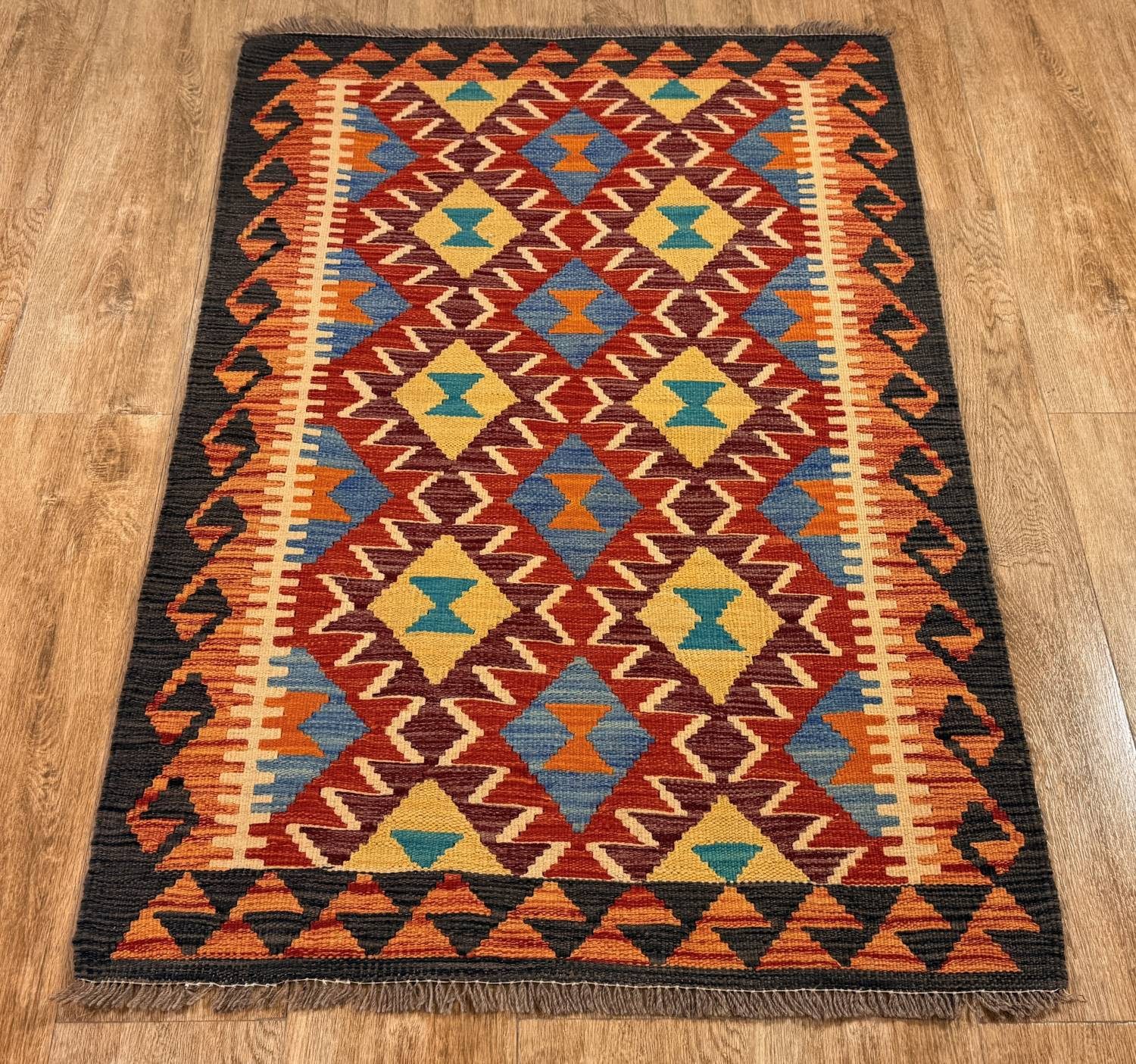 Rug Studios Teppich KELIM ORIGINAL HANDGEARBEITET, Rechteckig, Höhe: 5 mm, Handgewebt, 88 x 130 cm, Multi