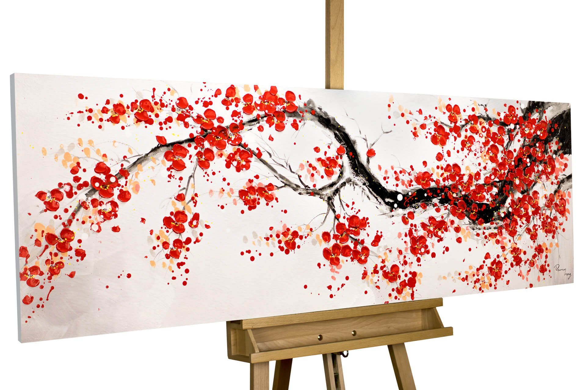 KUNSTLOFT Gemälde »Cherrytree Alley«, handgemaltes Bild auf Leinwand