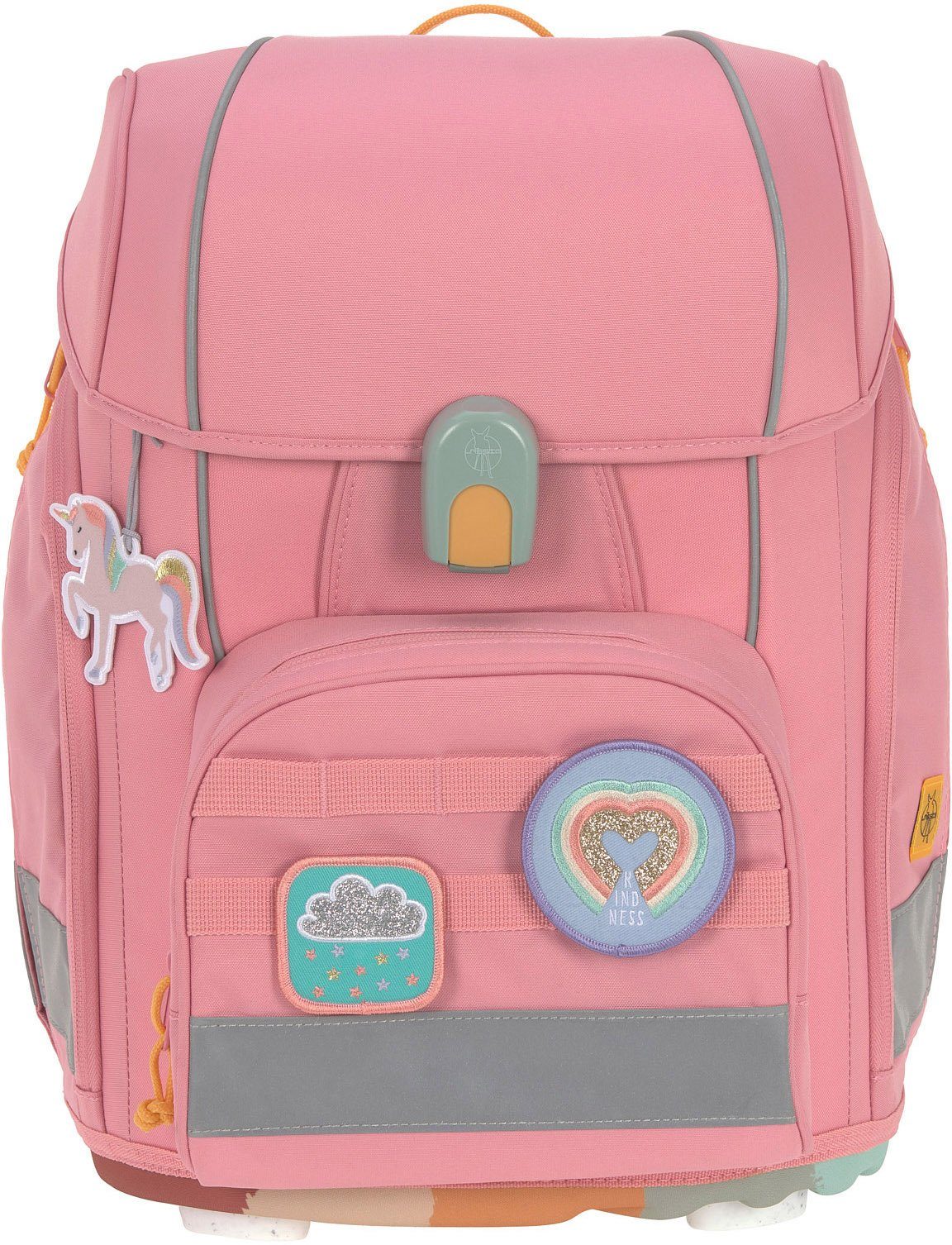 LÄSSIG Schulranzen Unique, Boxy, Pink (Set, 7-tlg), PETA-approved vegan; aus recycelten PET-Flaschen