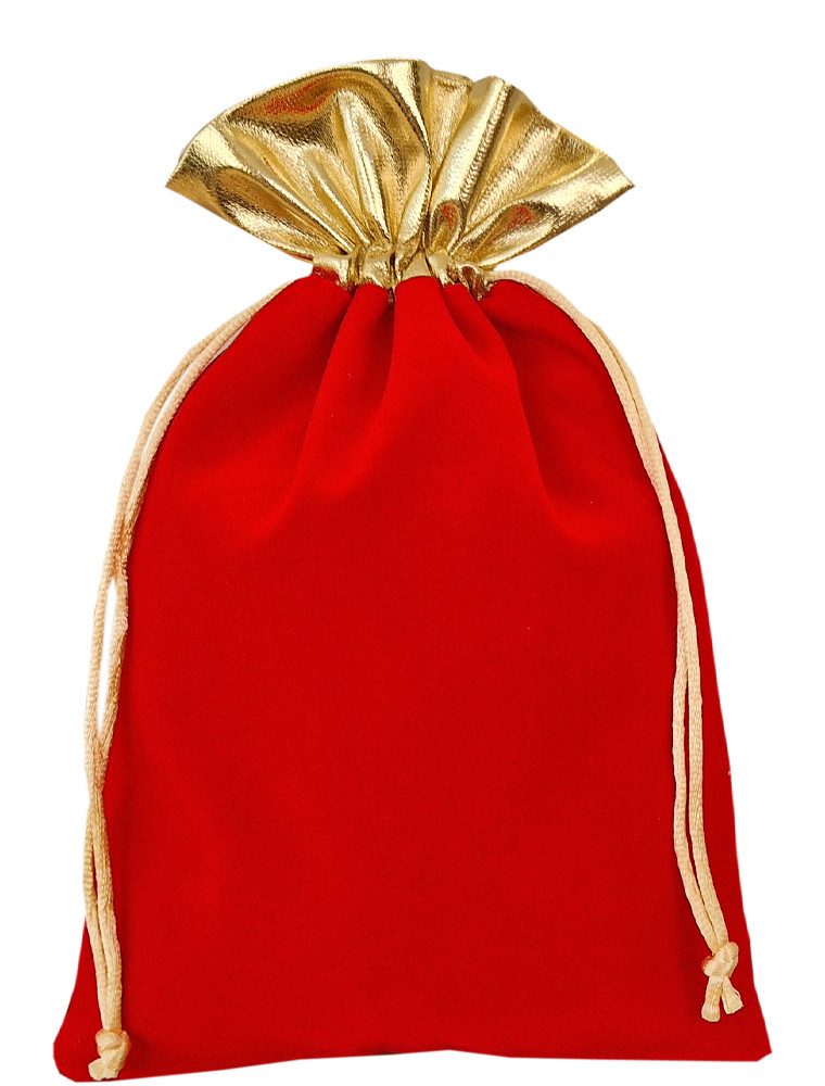 Geschenkbox 3 Samtsäckchen rot m.Goldbordüre, Geschenkbeutel, Verpackung, Deko