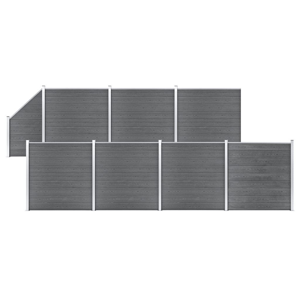vidaXL Gartenzaun WPC Zaun-Set 7 Quadrate + 1 Schräge 1311x186 cm Grau, (1-St)