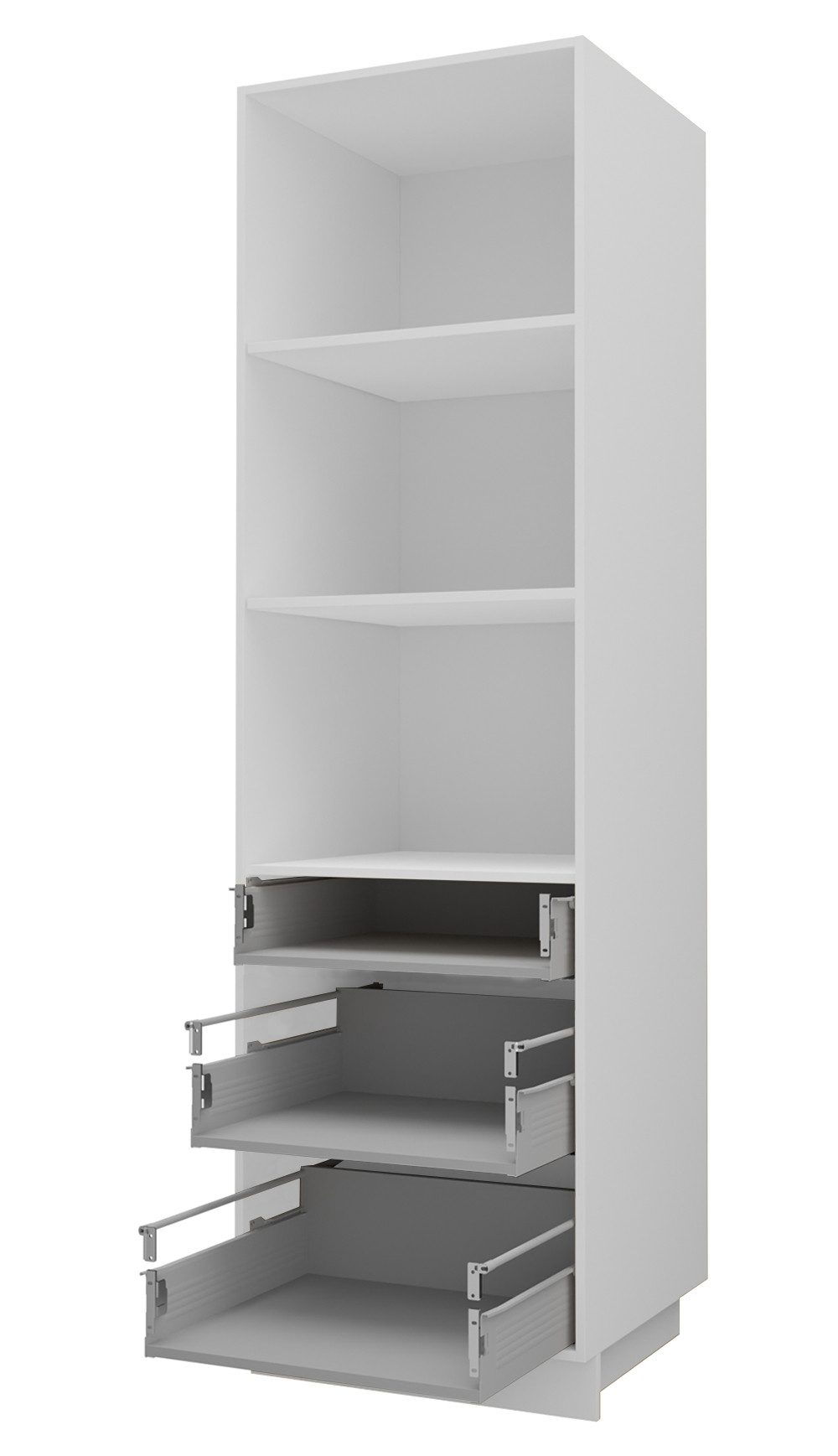 Feldmann-Wohnen Vorratsschrank Kvantum (Türscharniere mit Soft-Close-Funktion, 1-St., Fronten mit dekorativen Fräsungen und leicht abgerundeten Ecken) 60x59x207cm weiß - vanille matt (Q-D14/DP/3M)