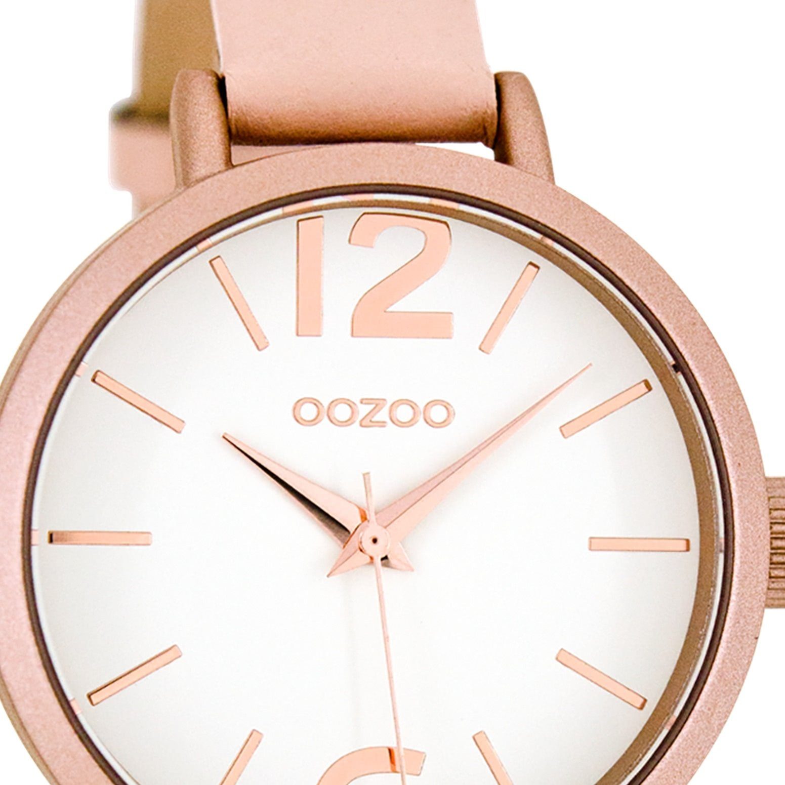 mittel OOZOO Damen Damenuhr Fashion-Style 35mm) Lederarmband, Oozoo Armbanduhr Quarzuhr (ca. rund, rosa,