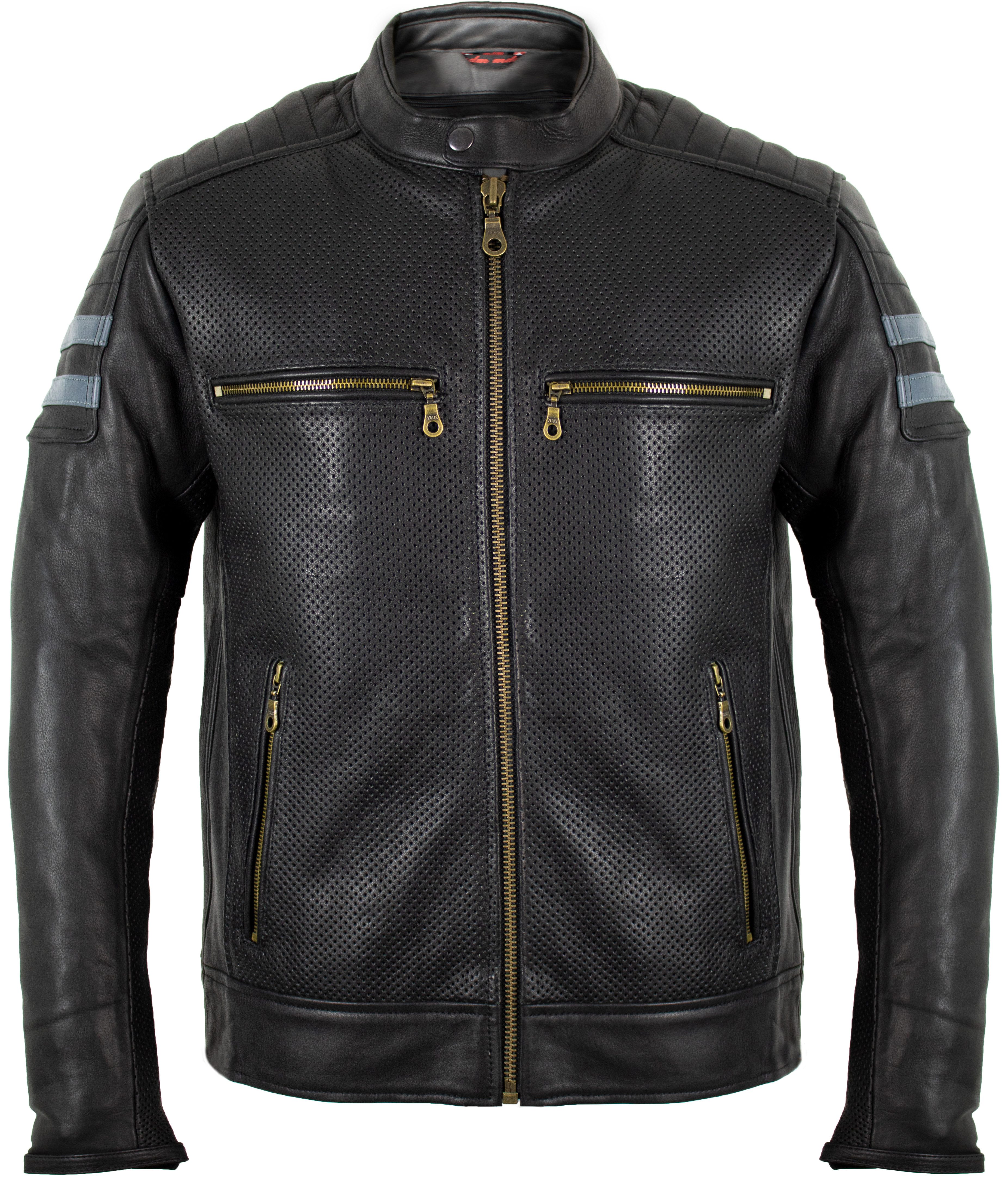 Motorradjacke Sommer Motorrad Lederjacke, winddurchlässig mit Protektoren