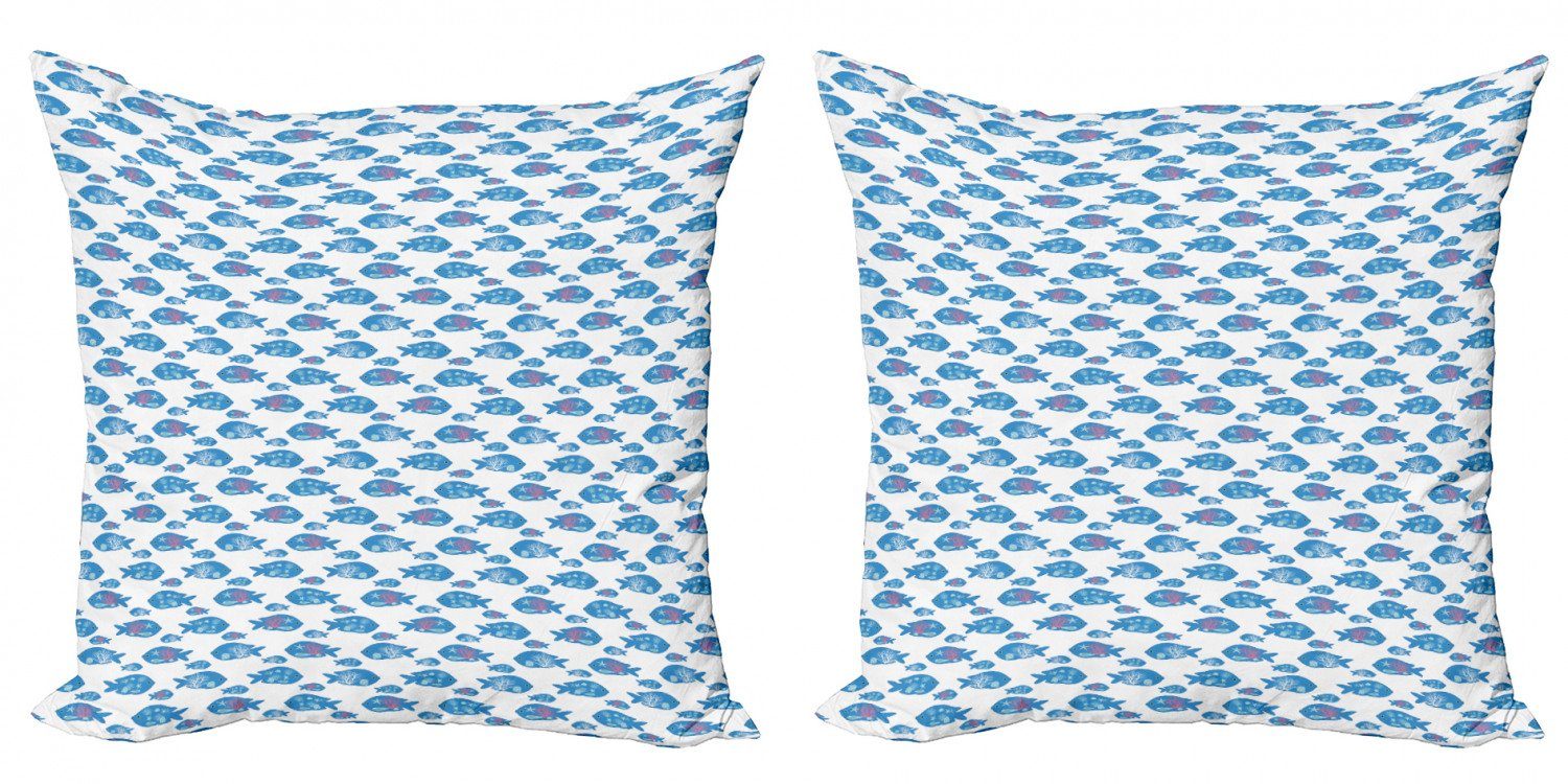 Accent Doppelseitiger Kissenbezüge Abstrakte Modern Digitaldruck, Stück), (2 Nautisch Abakuhaus Meer Fische Design