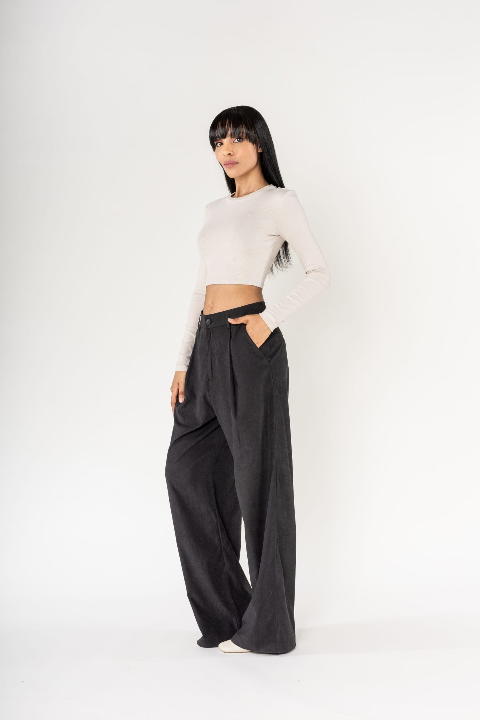 Nina Carter Stoffhose Weites Design Samt günstig online kaufen