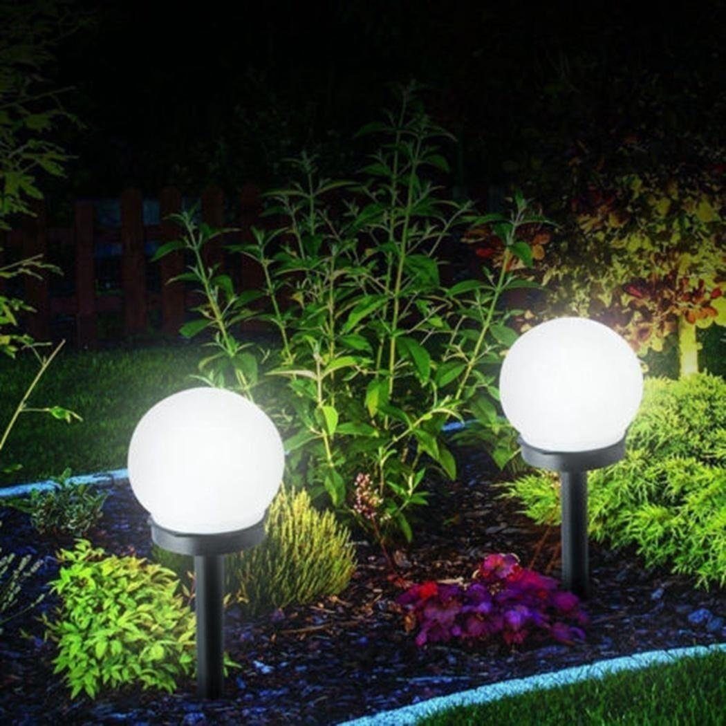 Außen Tageslichtweiß, Solarleuchte fest LED iscooter Kugel Garten für Gartenleuchte, integriert, 8 LED Gartenstrahler LED Stücke Erdspieß, LED mit Solarlampe Kugelerdspiess,