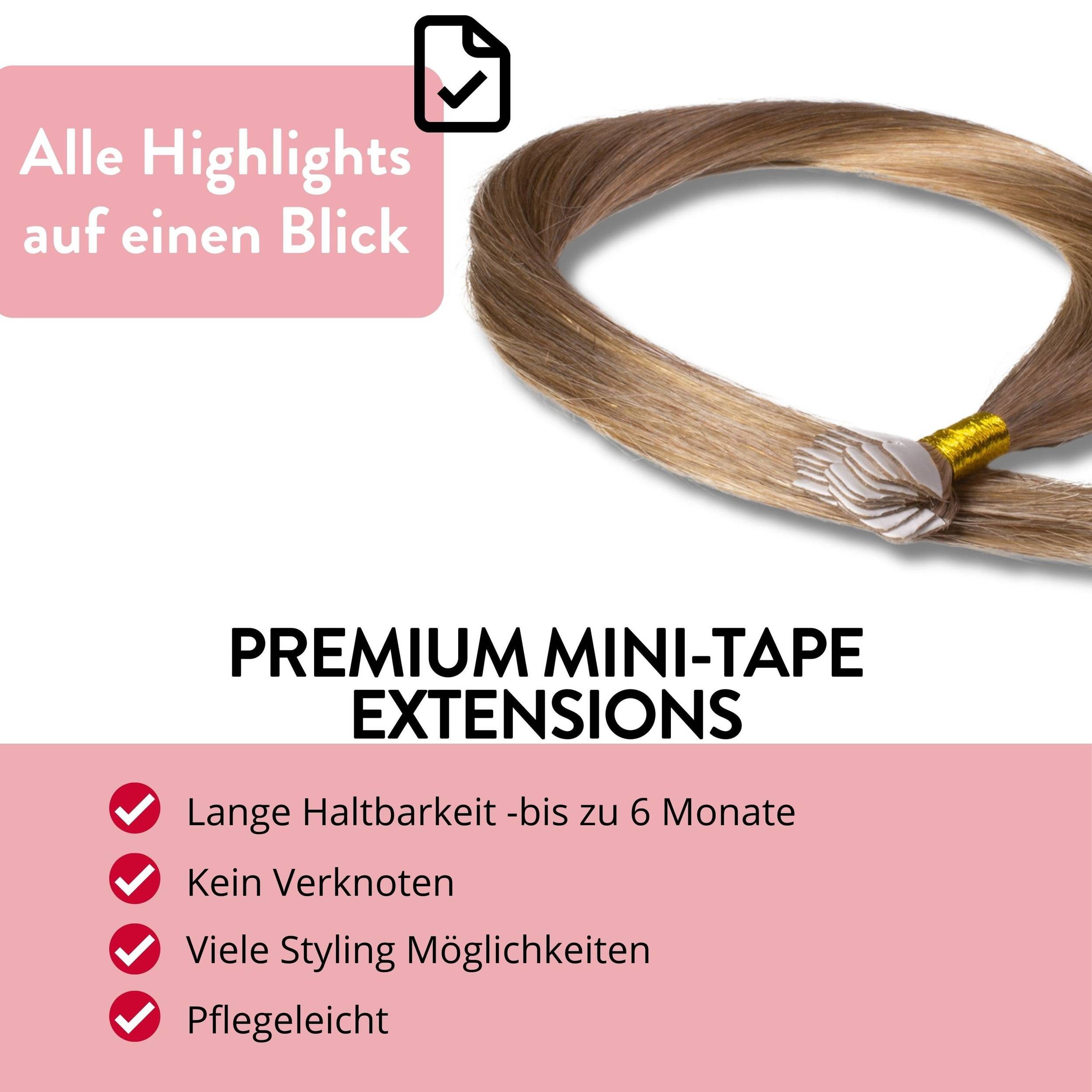 hair2heart Echthaar-Extension Premium Mini Tape Extensions #8/01 Hellblond Natur-Asch 40cm