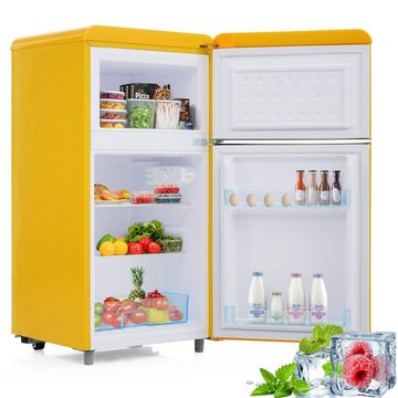 Ulife Table Top Kühlschrank BCD-100C, 91 cm hoch, 45 cm breit, Gesamtvolumen 72 Liter, [Energieklasse E], Gelb