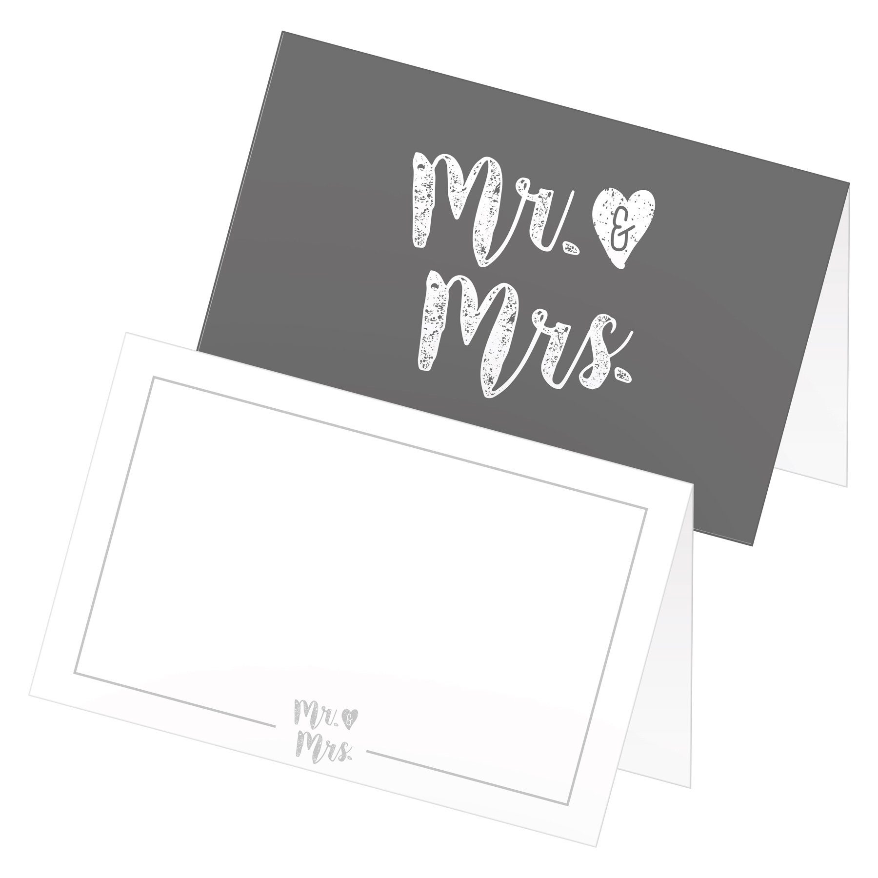 itenga Grußkarten itenga 24x Tischkarten Platzkarten "Mr. & Mrs." Hochzeit zum Aufstelle