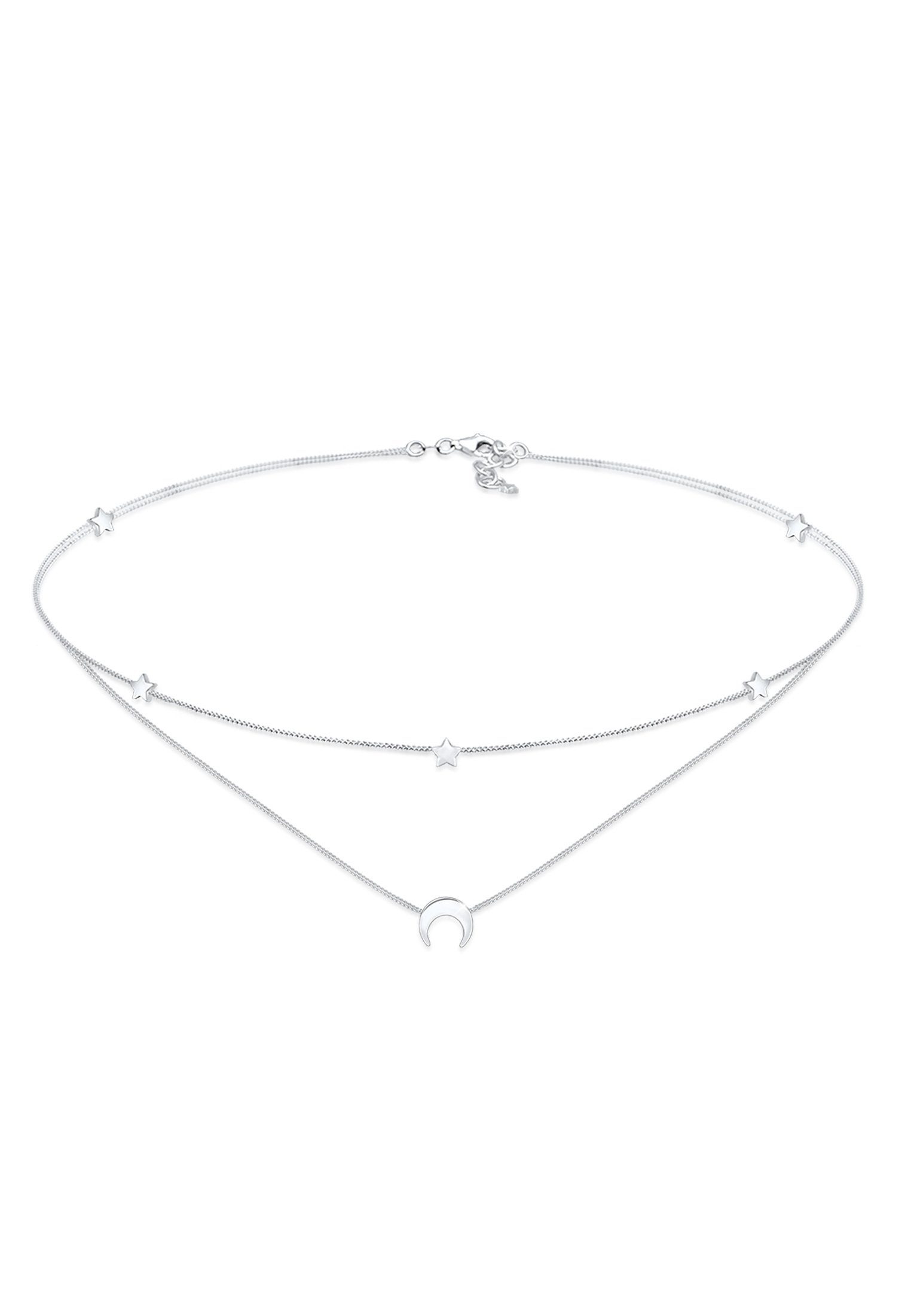 Elli Collier Choker Layer Halbmond und Sterne 925er Silber