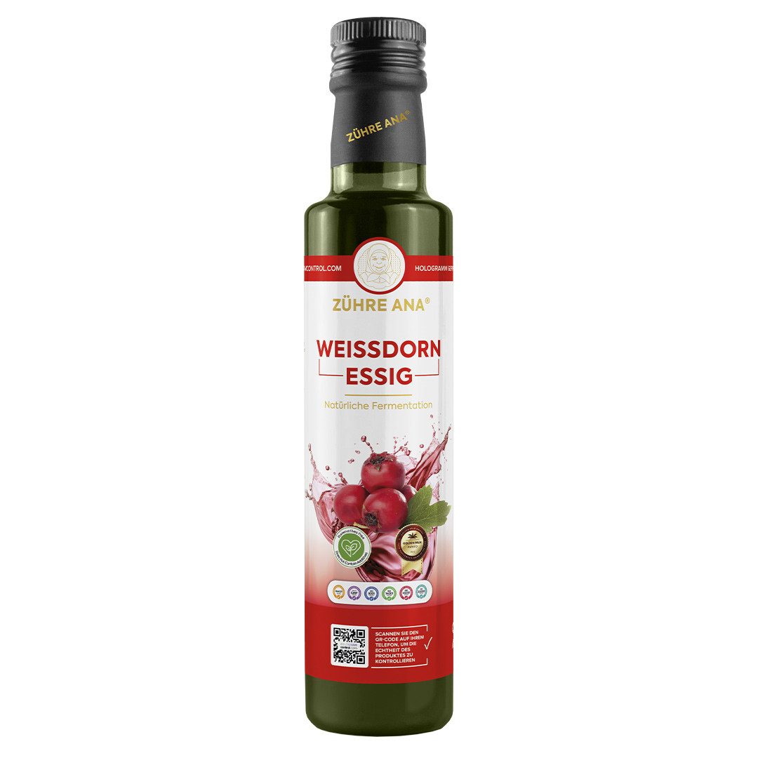 Zühre Ana® Essig Weißdornessig - natürlich fermentiert, Vitamin C., 500 ml, Natürlich Fermentiert