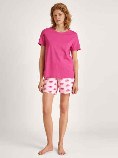 CALIDA Pyjama Calida Damenpyjama kurz 40196 Pink Flash (1 Stück, 1 tlg., 1 Stück)