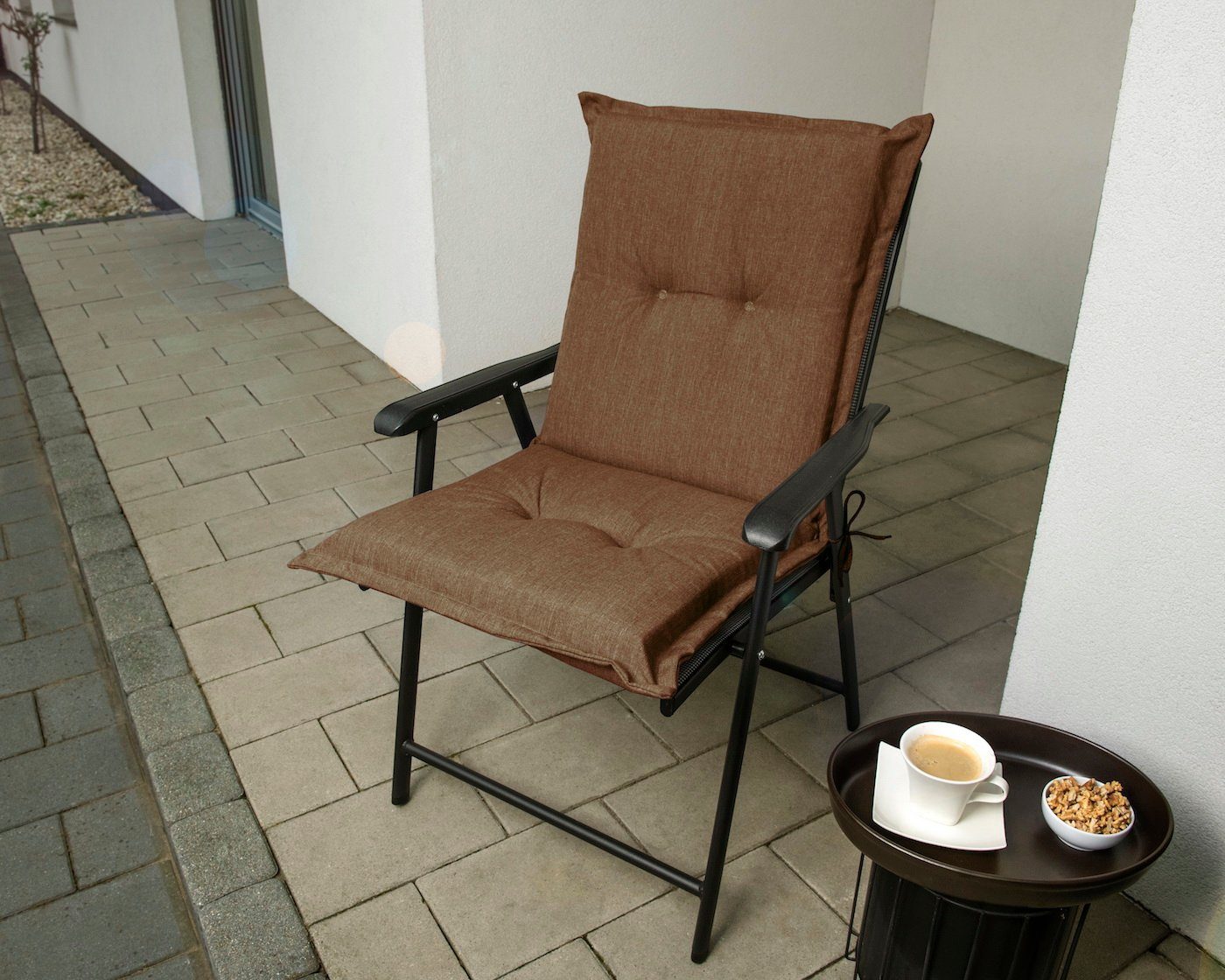 Indoor Stuhlauflage 100 x Niedriglehner Outdoor Stuhlkissen Braun 2 x Stück Gartenstuhlauflagen sunnypillow / 9 cm, 50 Stuhlkissen,