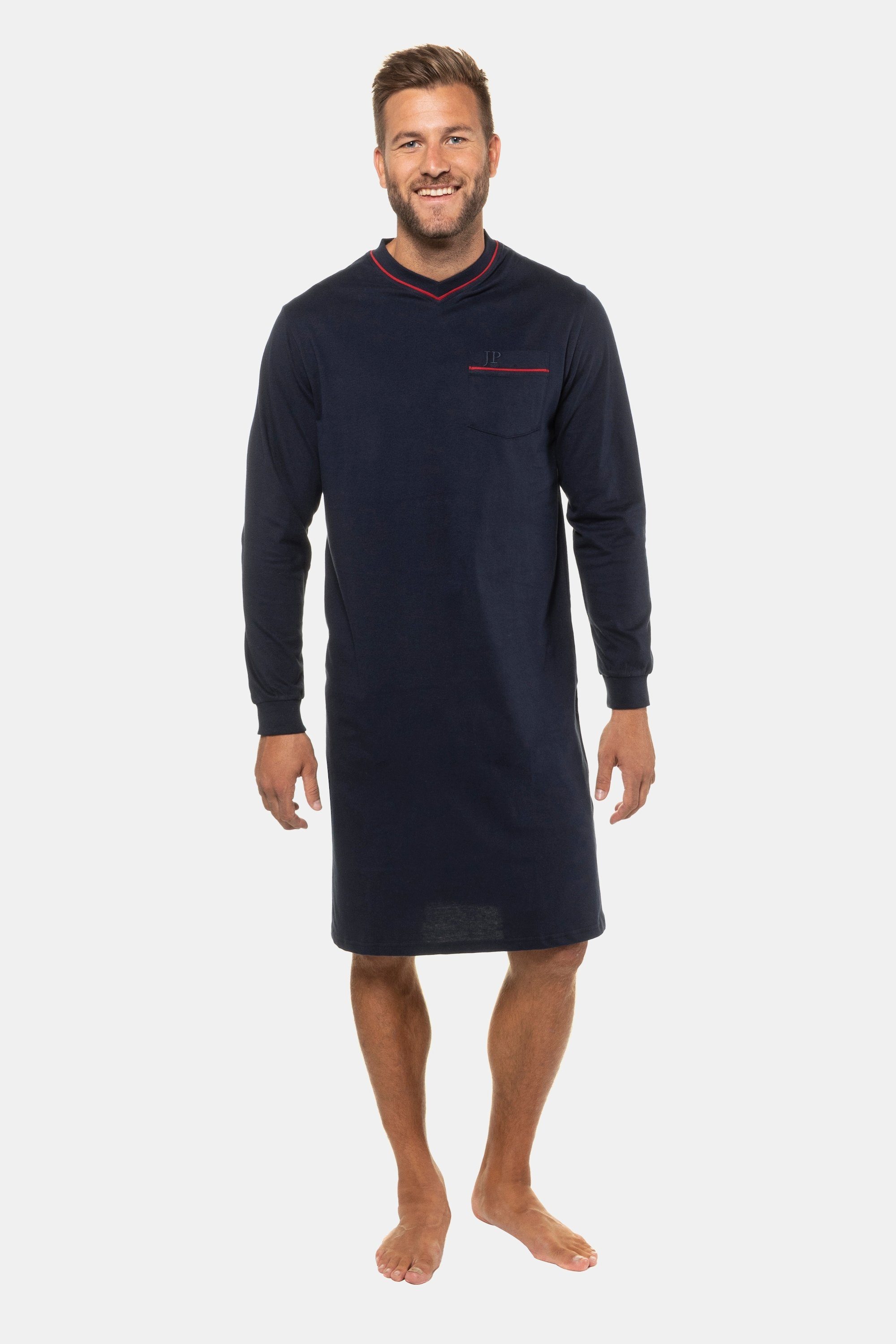 dunkel Langarm Schlafanzug Homewear JP1880 uni Nachthemd marine Gr 8XL bis