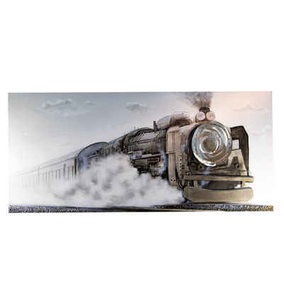 GILDE Bild GILDE 3D Bild Train - grau-silber - H. 80cm x B. 180cm