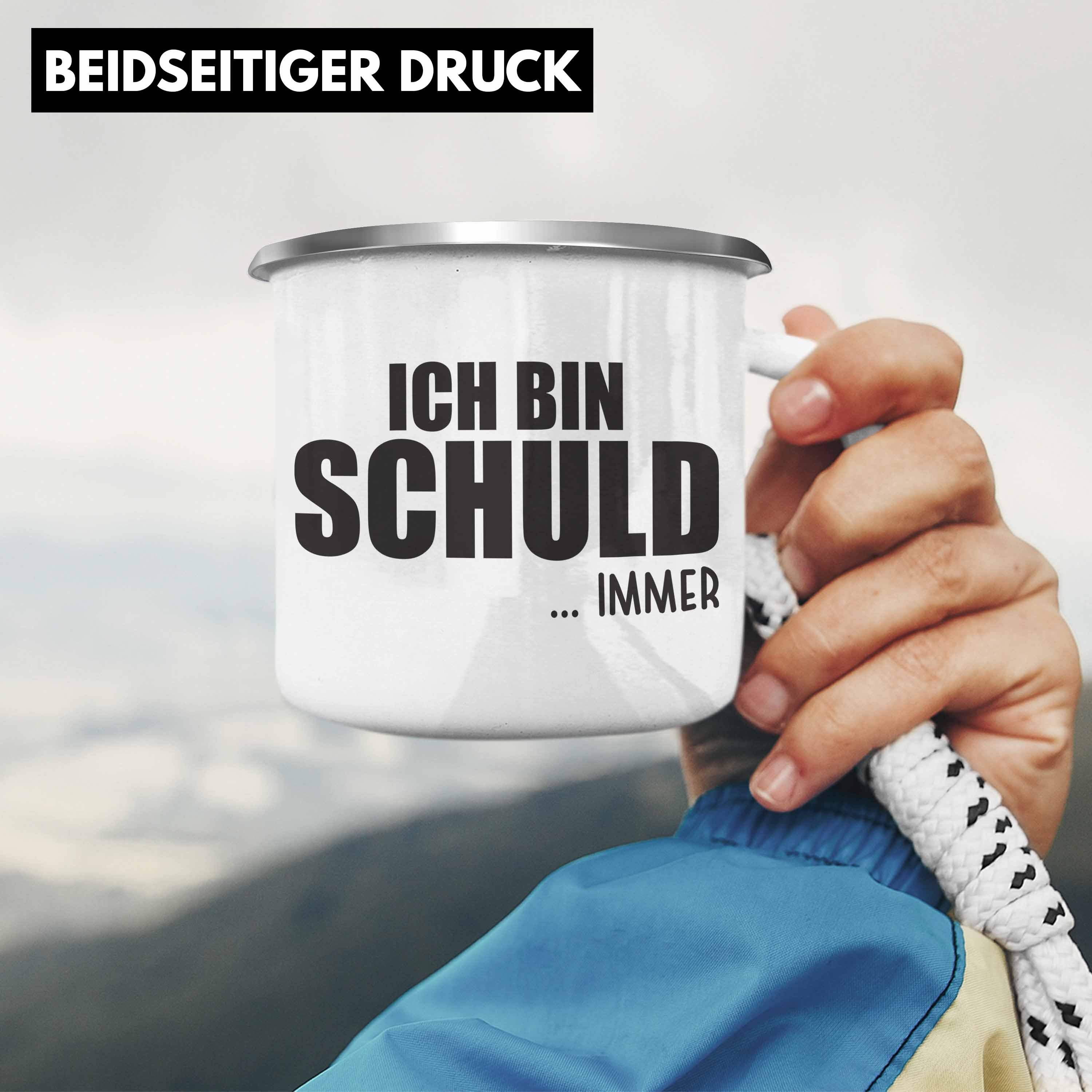 Arbeit mit Thermotasse für Ich BüroEmaille - Schuld Bin Büro Kollegin IMMER Lustige Tasse Kollege Silber Trendation Spruch Tasse Emaille Trendation