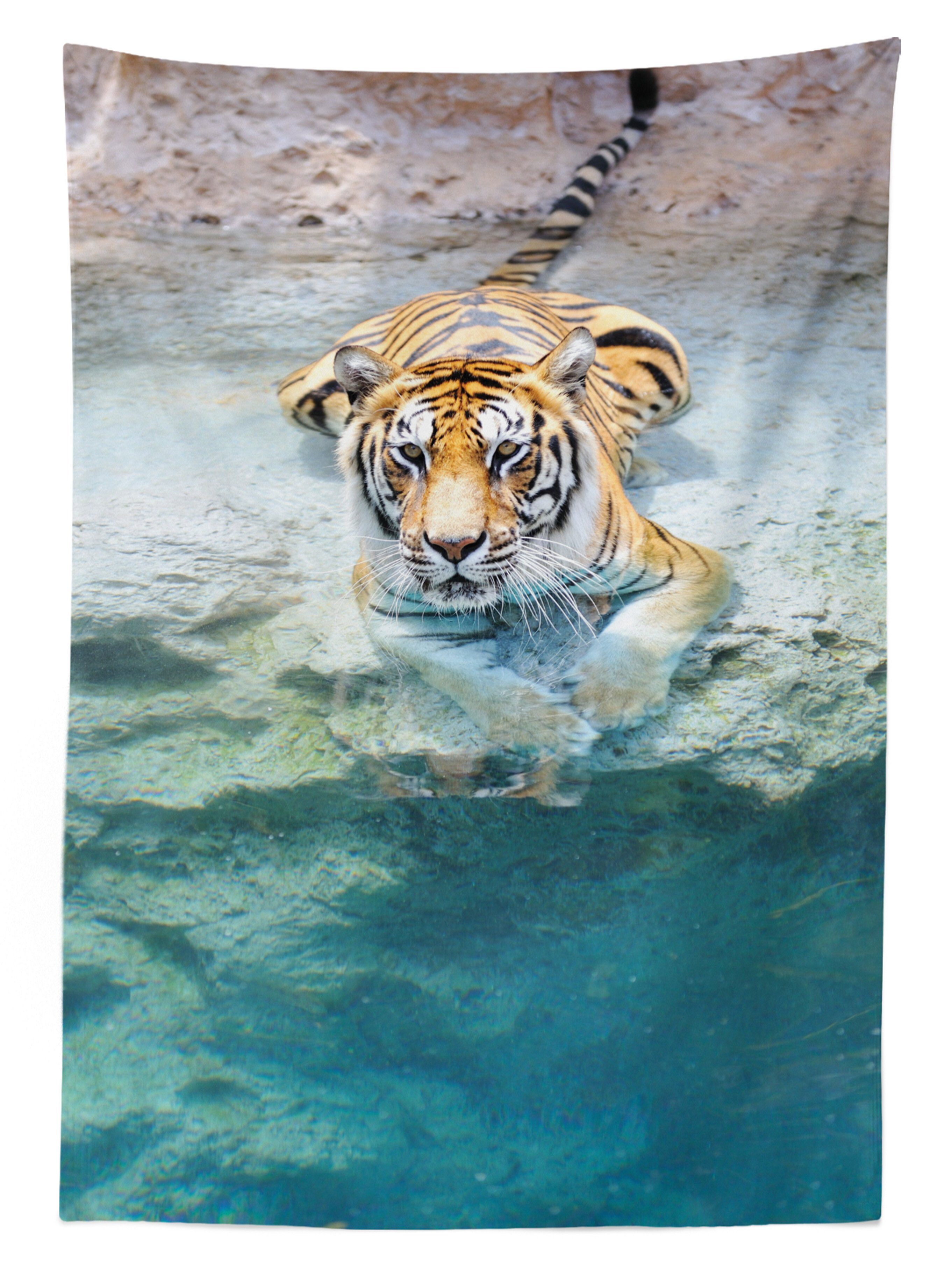 Bengal Für Tischdecke Waschbar Safari Außen Farben, Wild Bereich den Klare Tiger in geeignet Abakuhaus Farbfest
